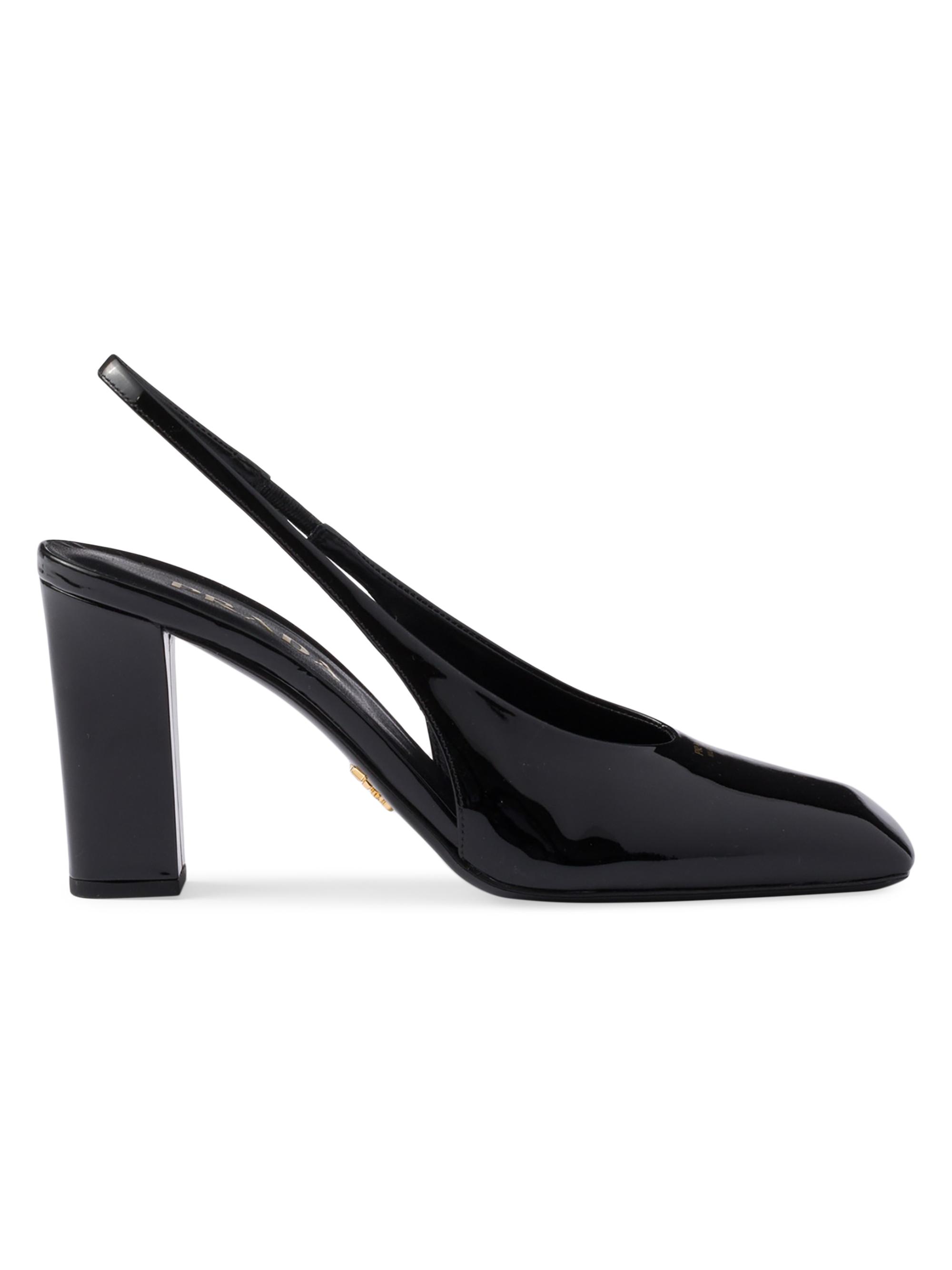 Prada Women's Patent Leather Slingback 85MM Pumps - Black