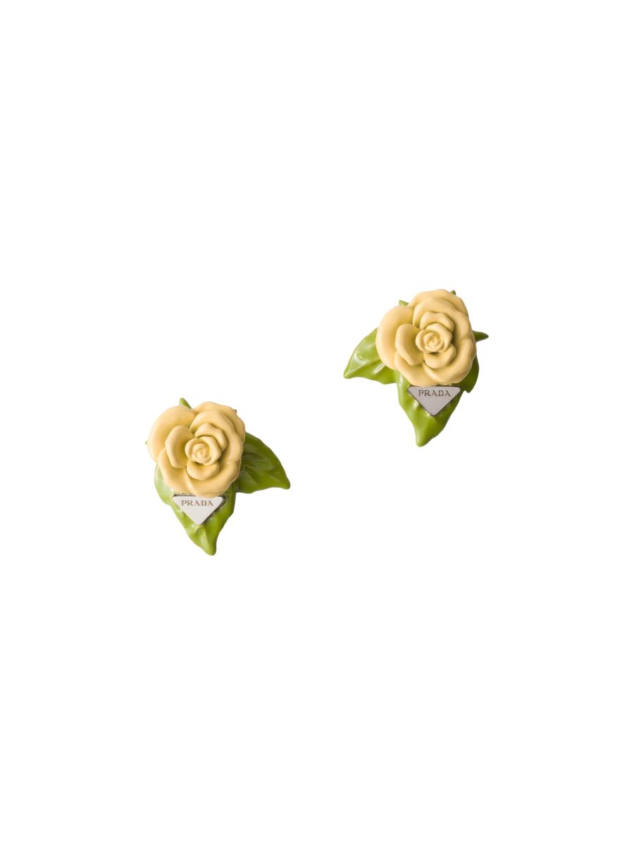 【PRADA】薔薇付き Enameled l earrings Prada Enameled Metal Earrings | Saks Fifth Avenue