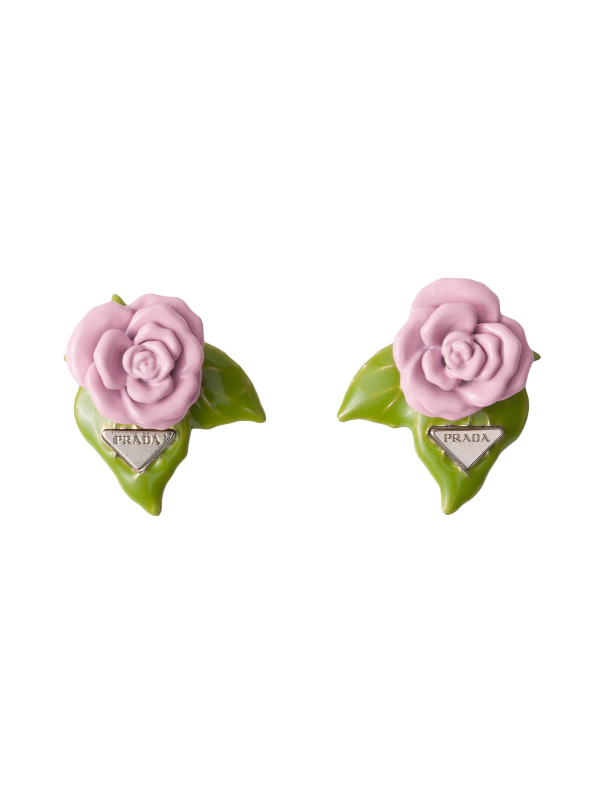 Prada Women's Enameled Metal Earrings - Pink