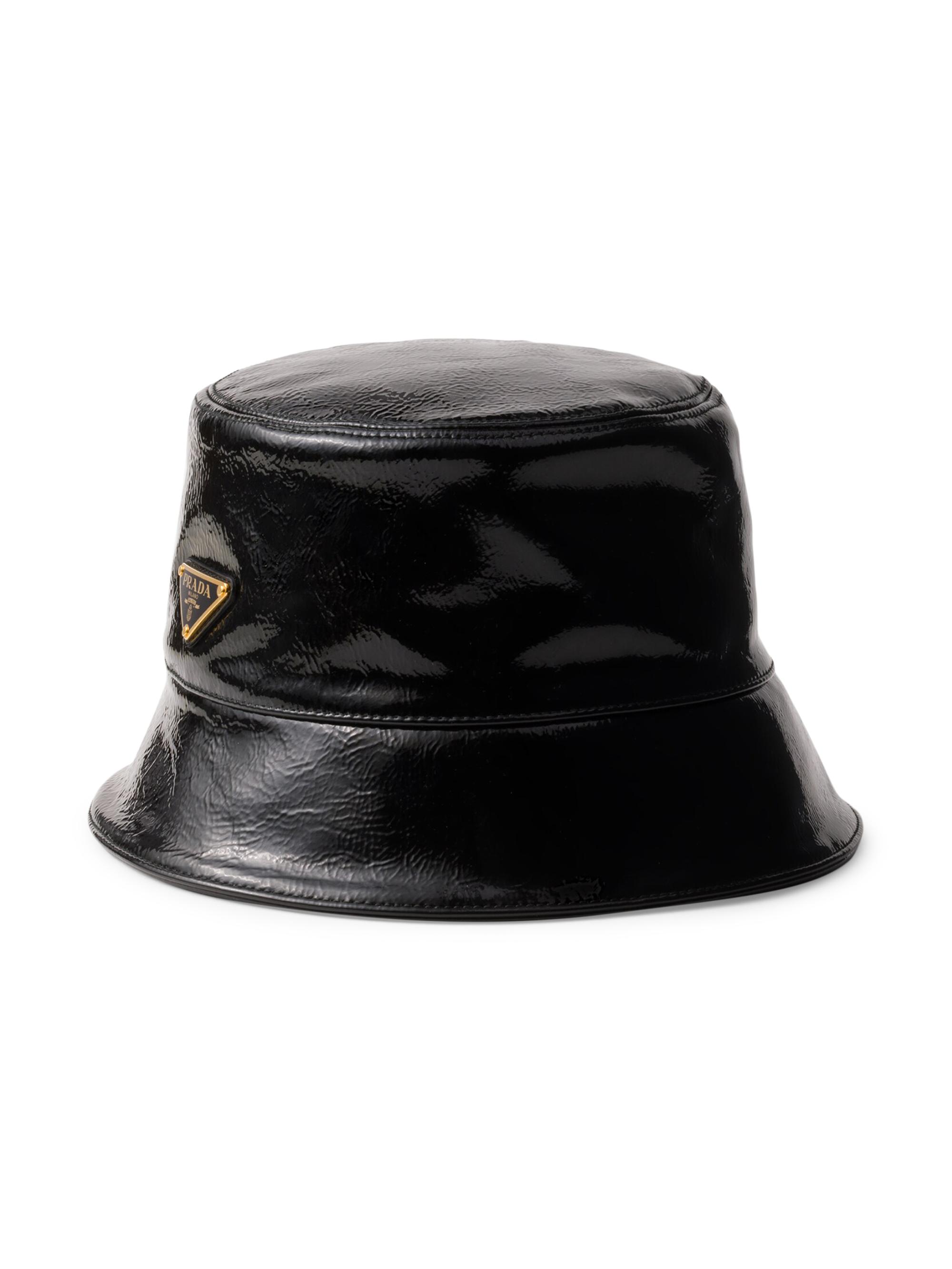Prada Women's Naplak Patent Leather Bucket Hat - Black