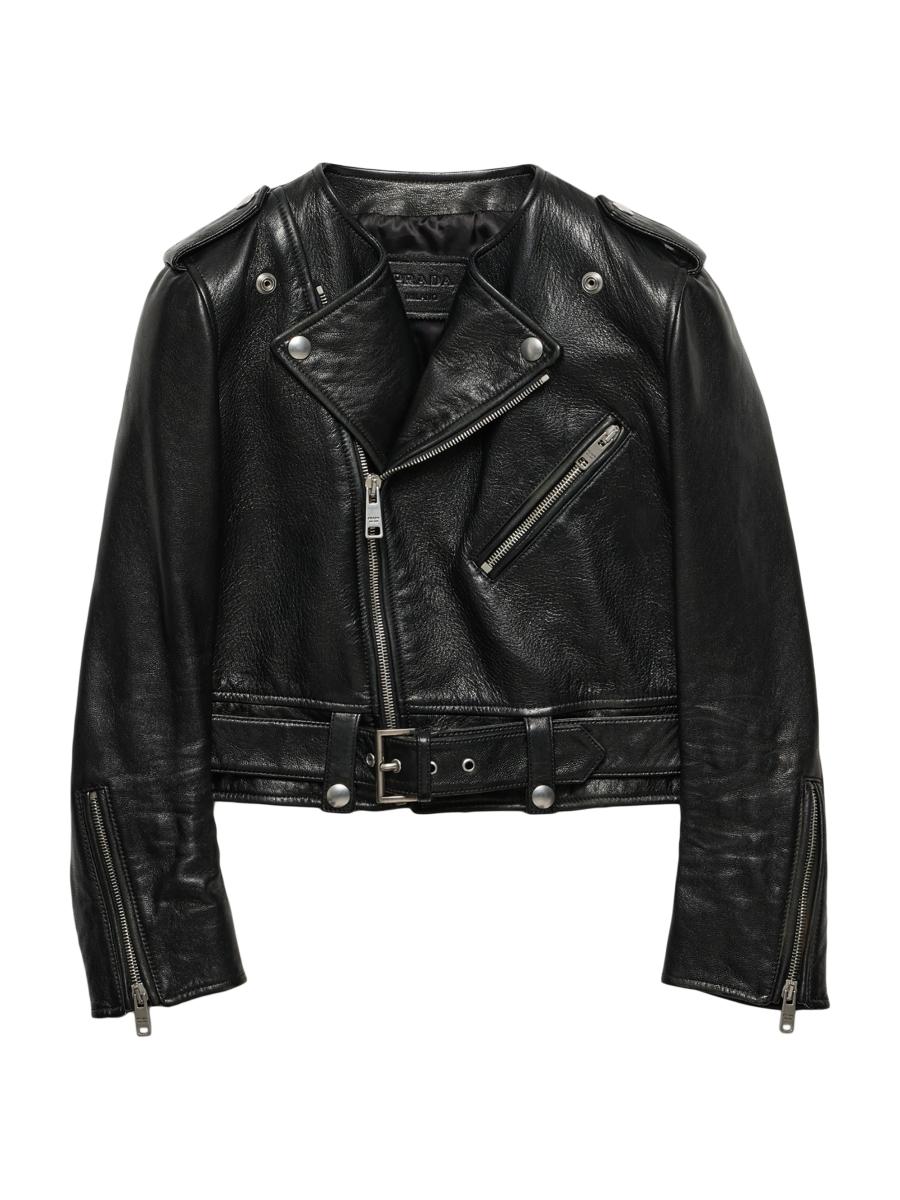 レア　05ss archive prada leather jacket Prada Leather Biker Jacket | Saks Fifth Avenue