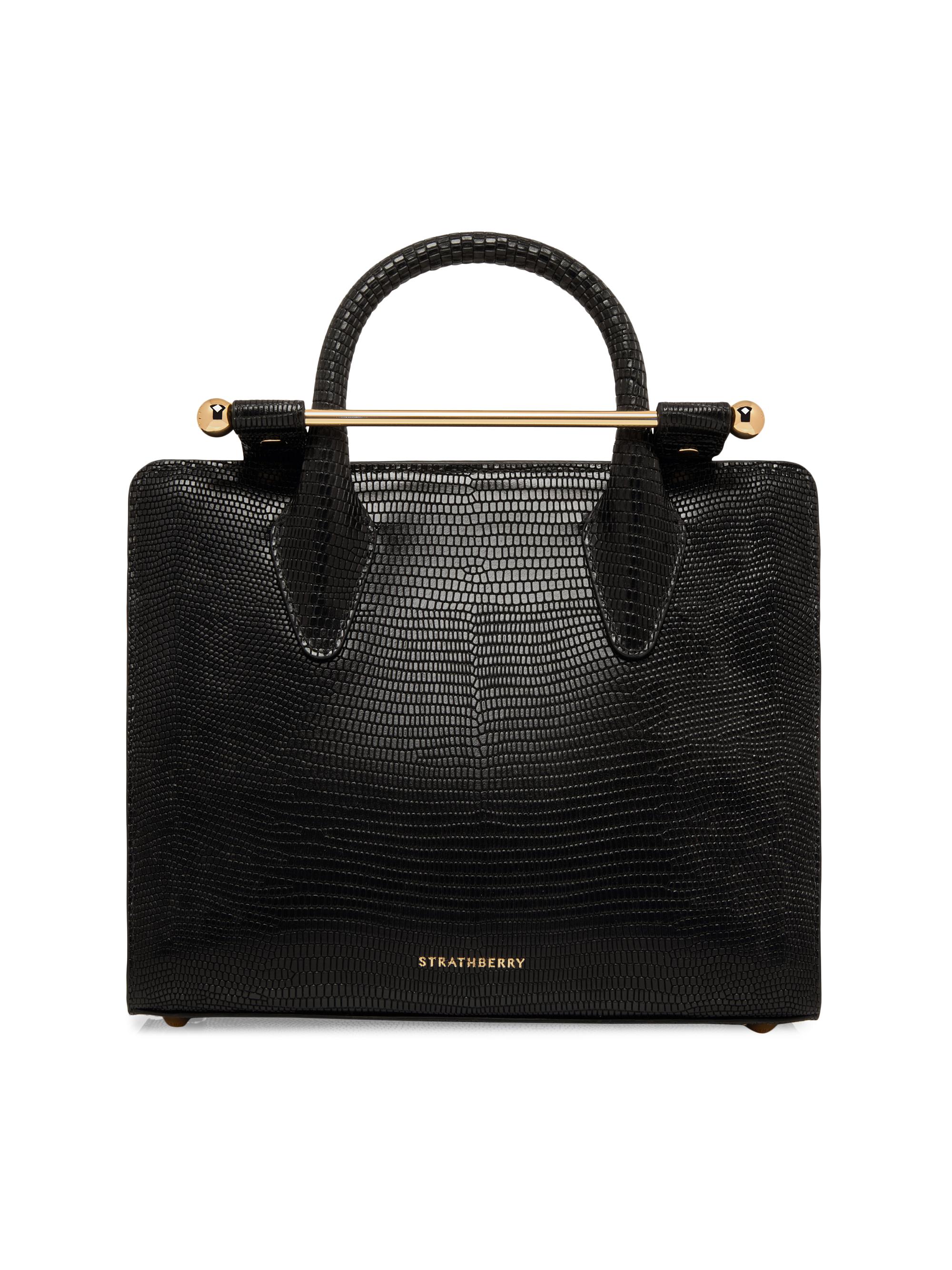 Strathberry Women's Mini Lizard-Embossed Leather Top Handle Bag - Black