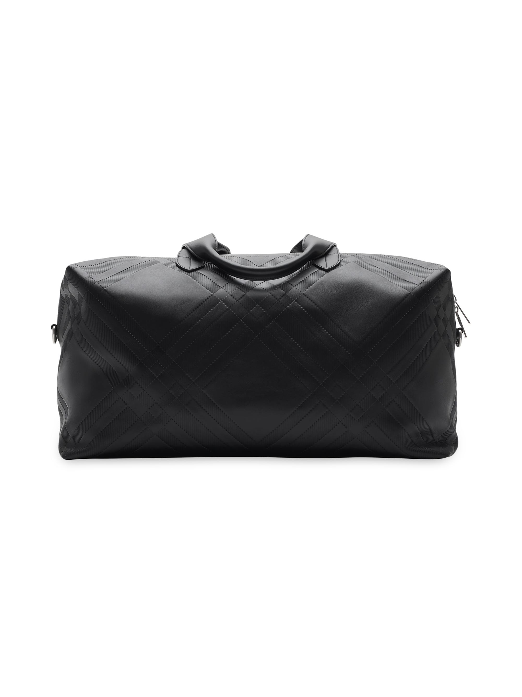 Burberry Men's Check-Embossed Leather Weekender - Black