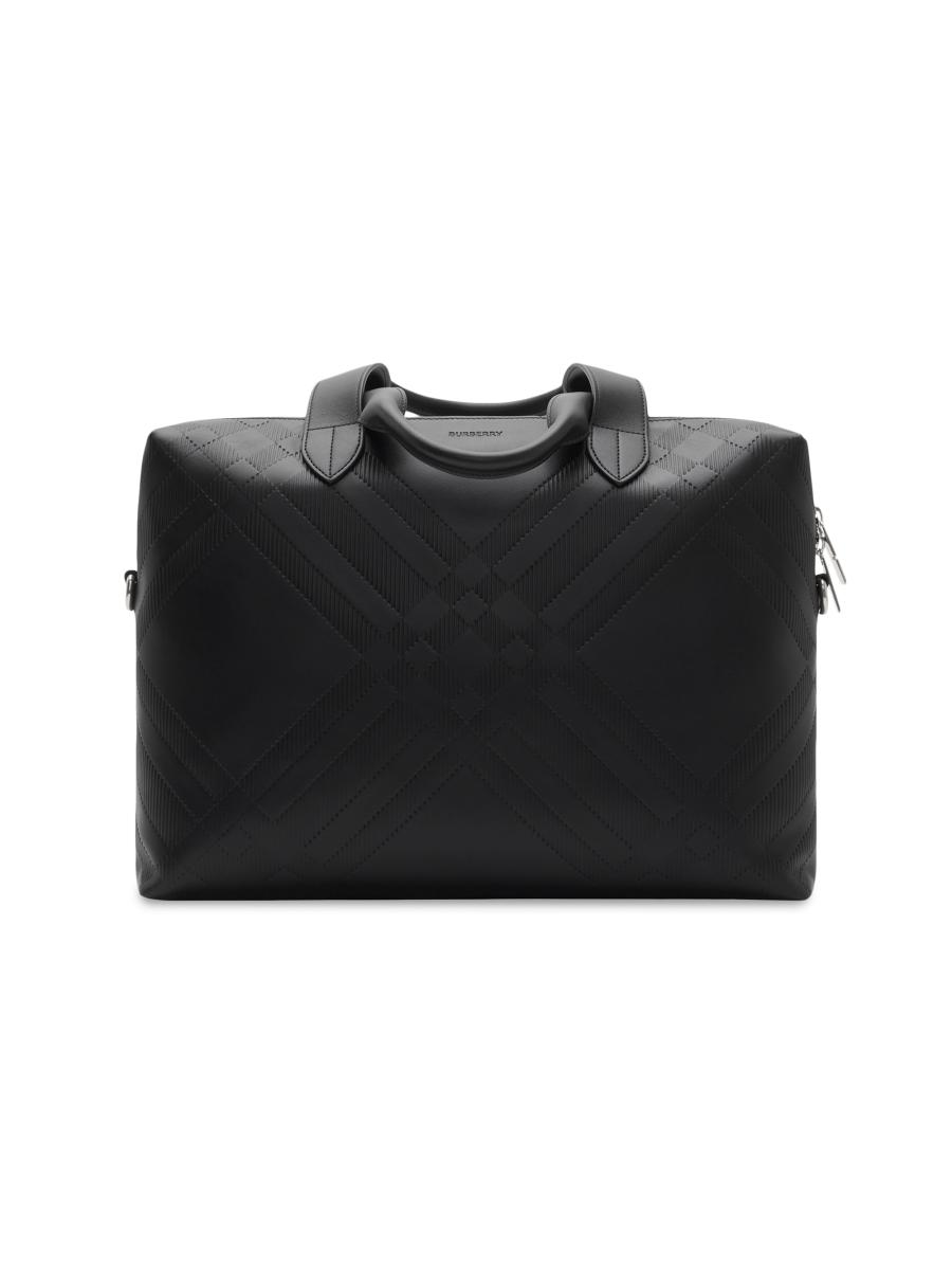 BURBERRY ミティアムキャサリントトハック 8061090139456 BLACK Burberry Check Embossed Leather Briefcase | Saks Fifth Avenue