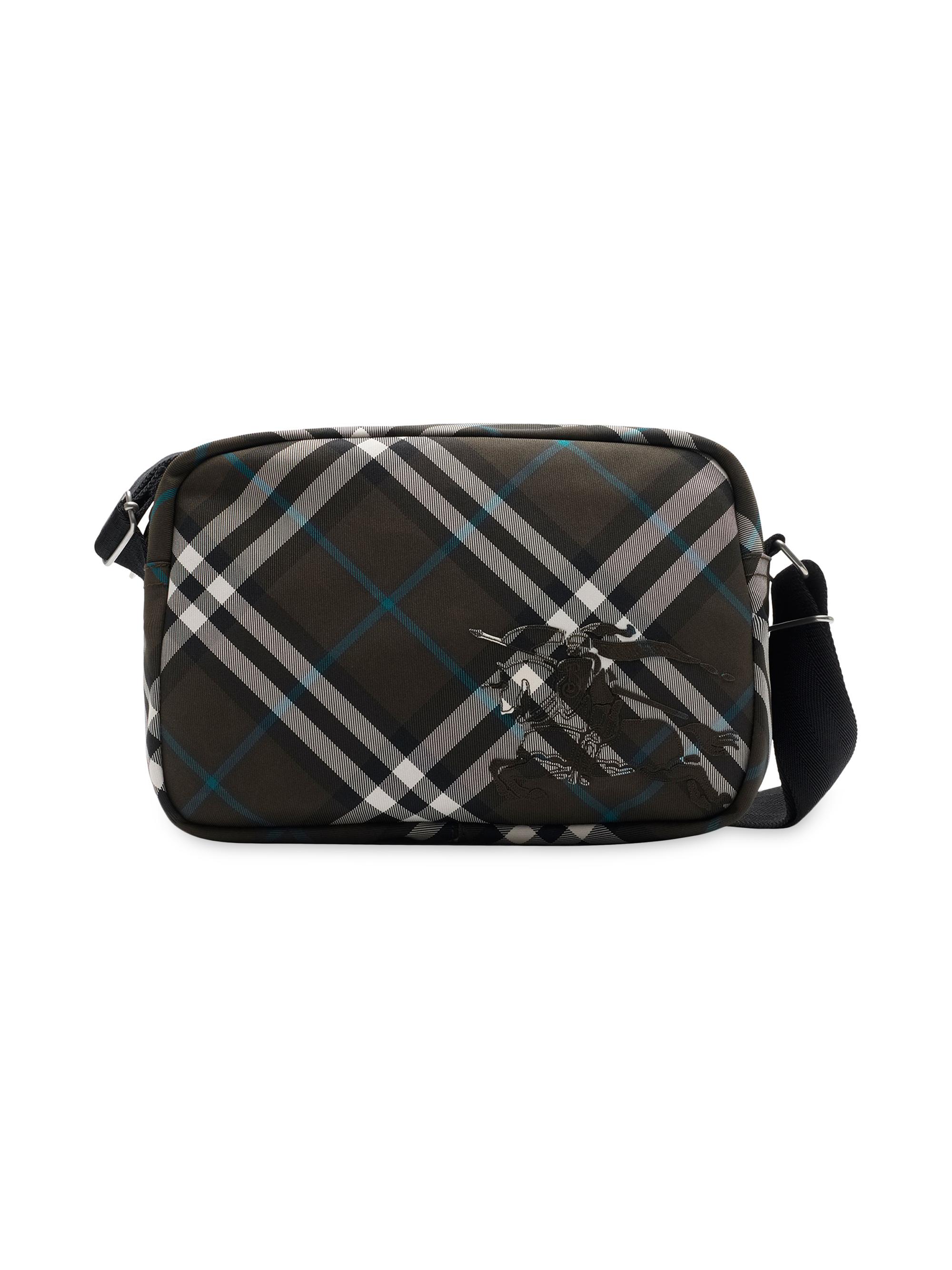 Burberry Men's Check Appliquéd Equestrian Knight Design Crossbody Bag - Snug