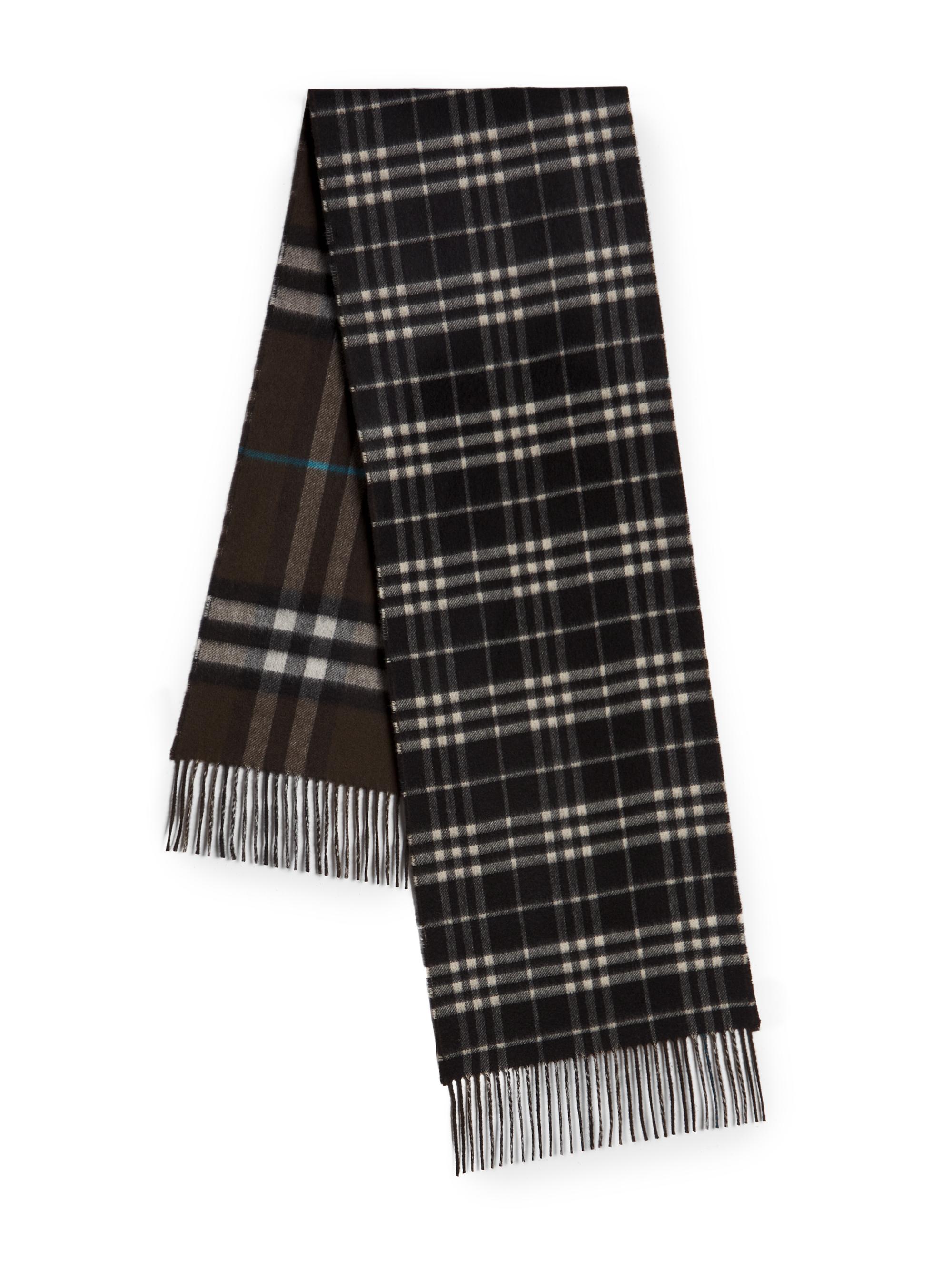 Burberry Men's Check Cashmere Scarf - Snug Black Calico