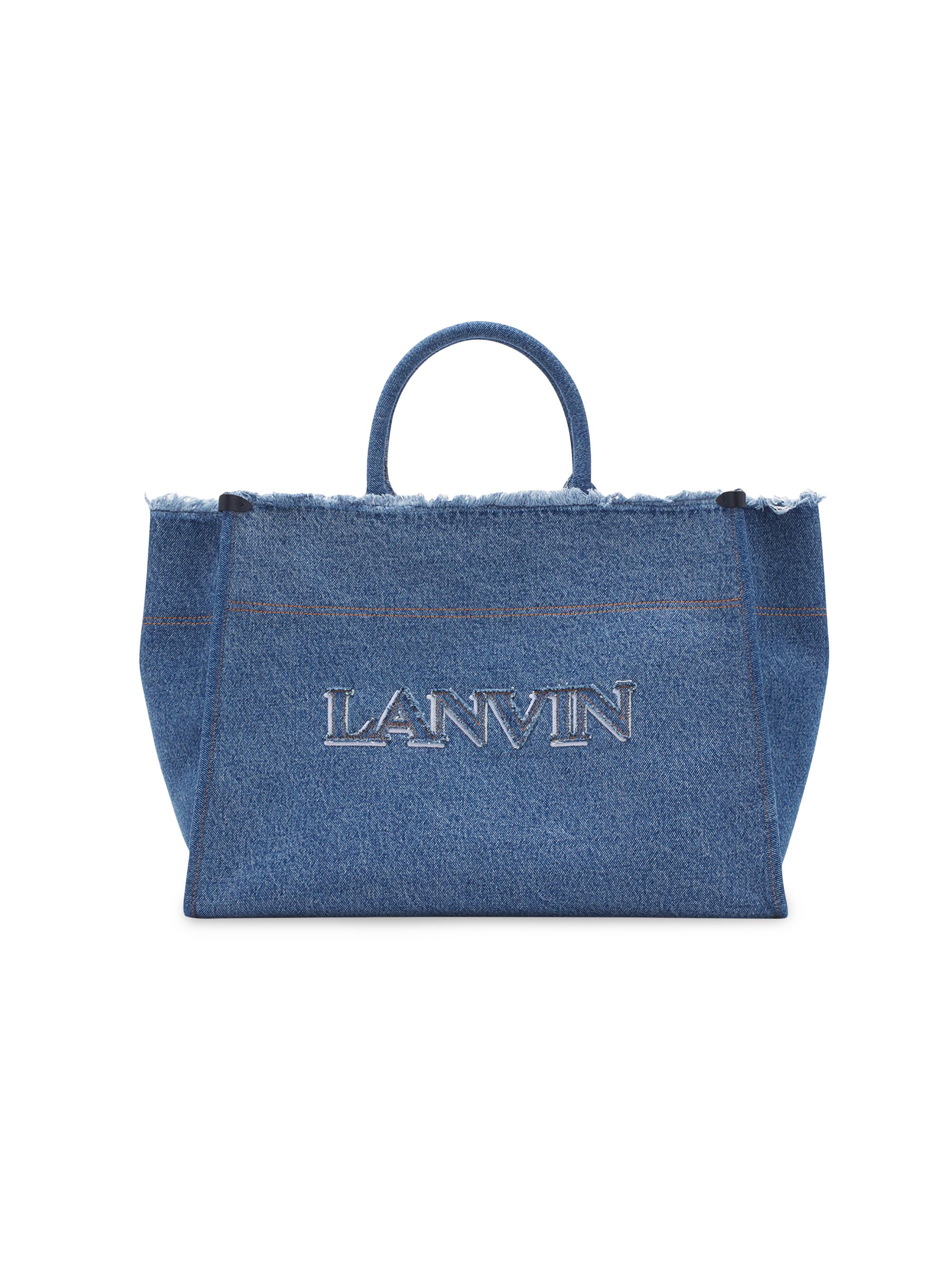 Lanvin Men's In & Out MM Tote Bag in Denim - Denim Blue