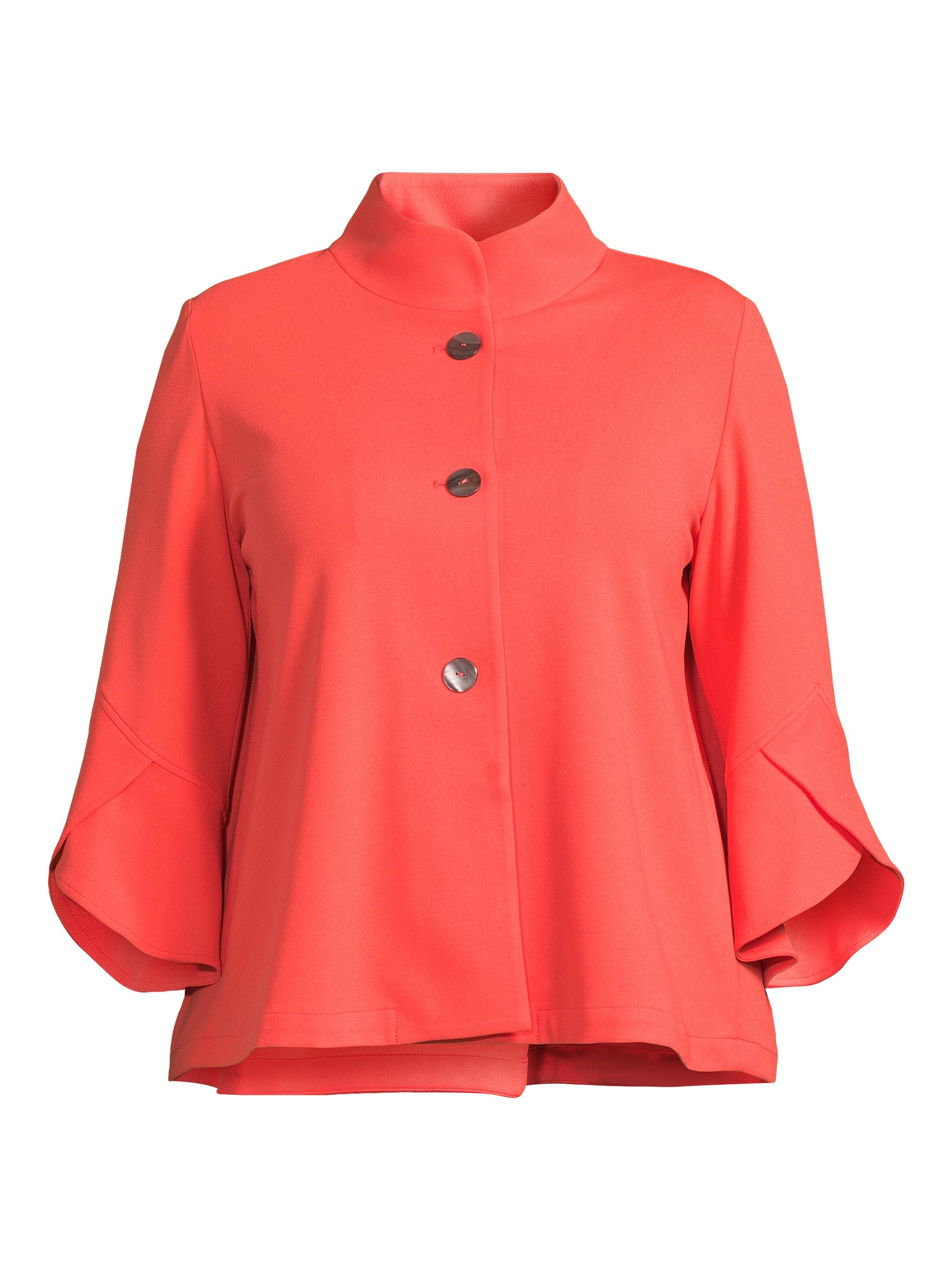 Ming Wang Women's Plus Crepe Cropped-Sleeve Jacket - Sunkist Coral