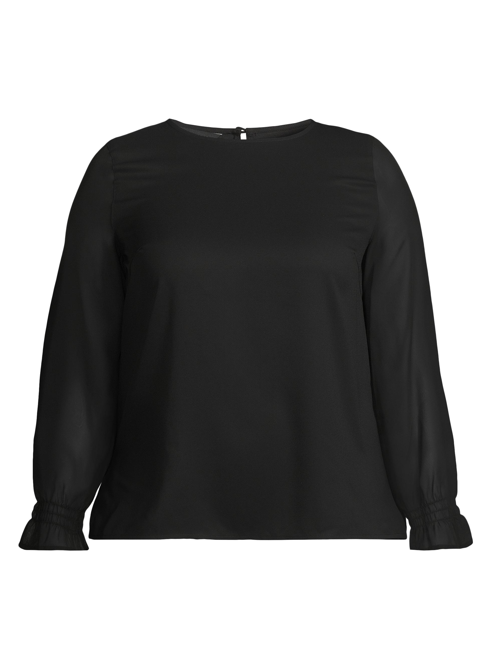 Ming Wang Women's Crepe De Chine Blouse - Black