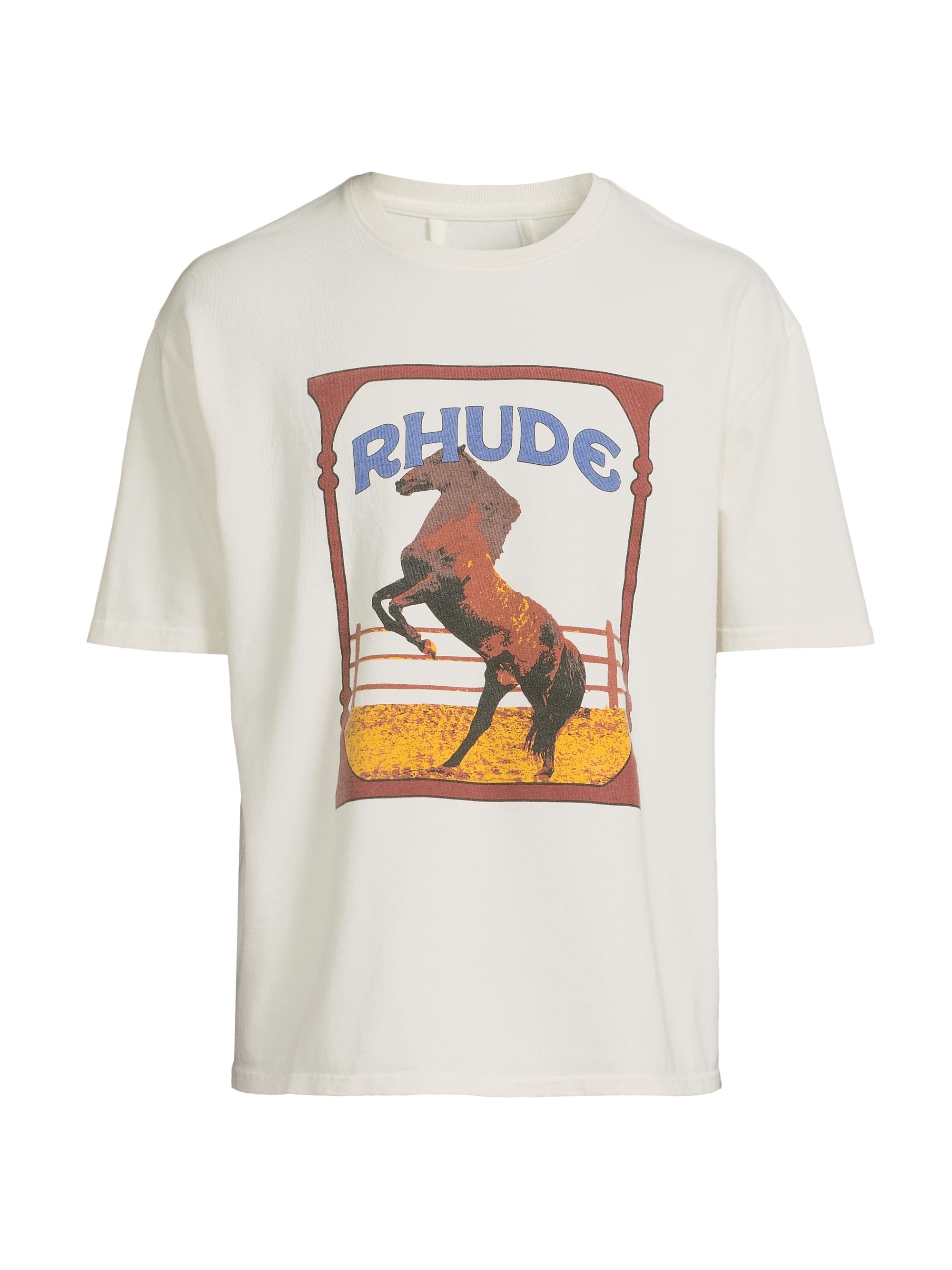 Rhude Men's Cadre Logo Crewneck T-Shirt - Vintage White