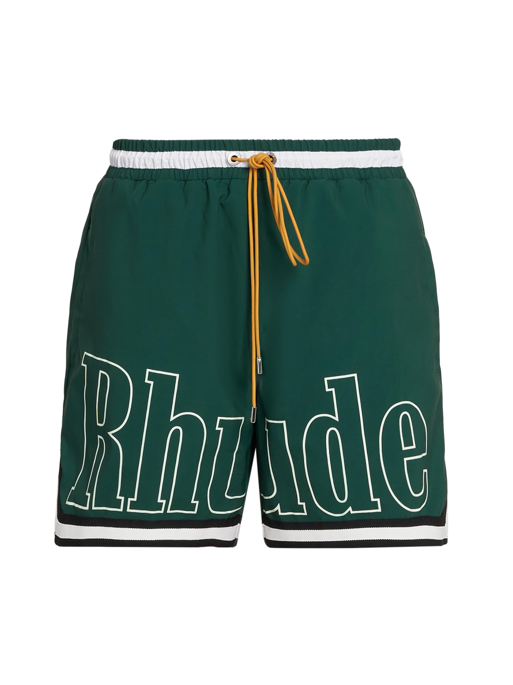 Rhude Men's Basketball Swim Shorts - Forest Green Black White