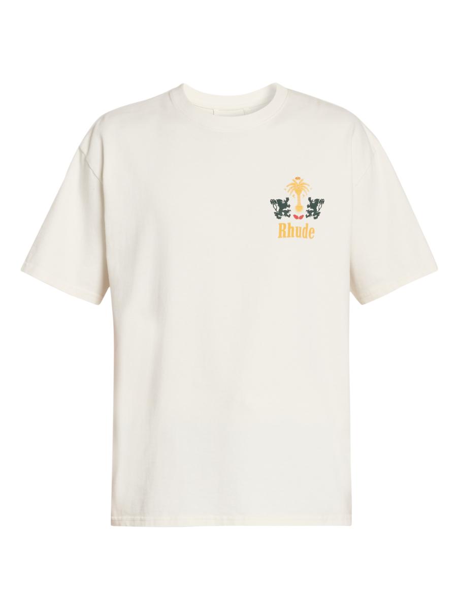RHUDE タバコ ロゴ プリント コットン Tシャツ 人気 0400022140803?wid=900