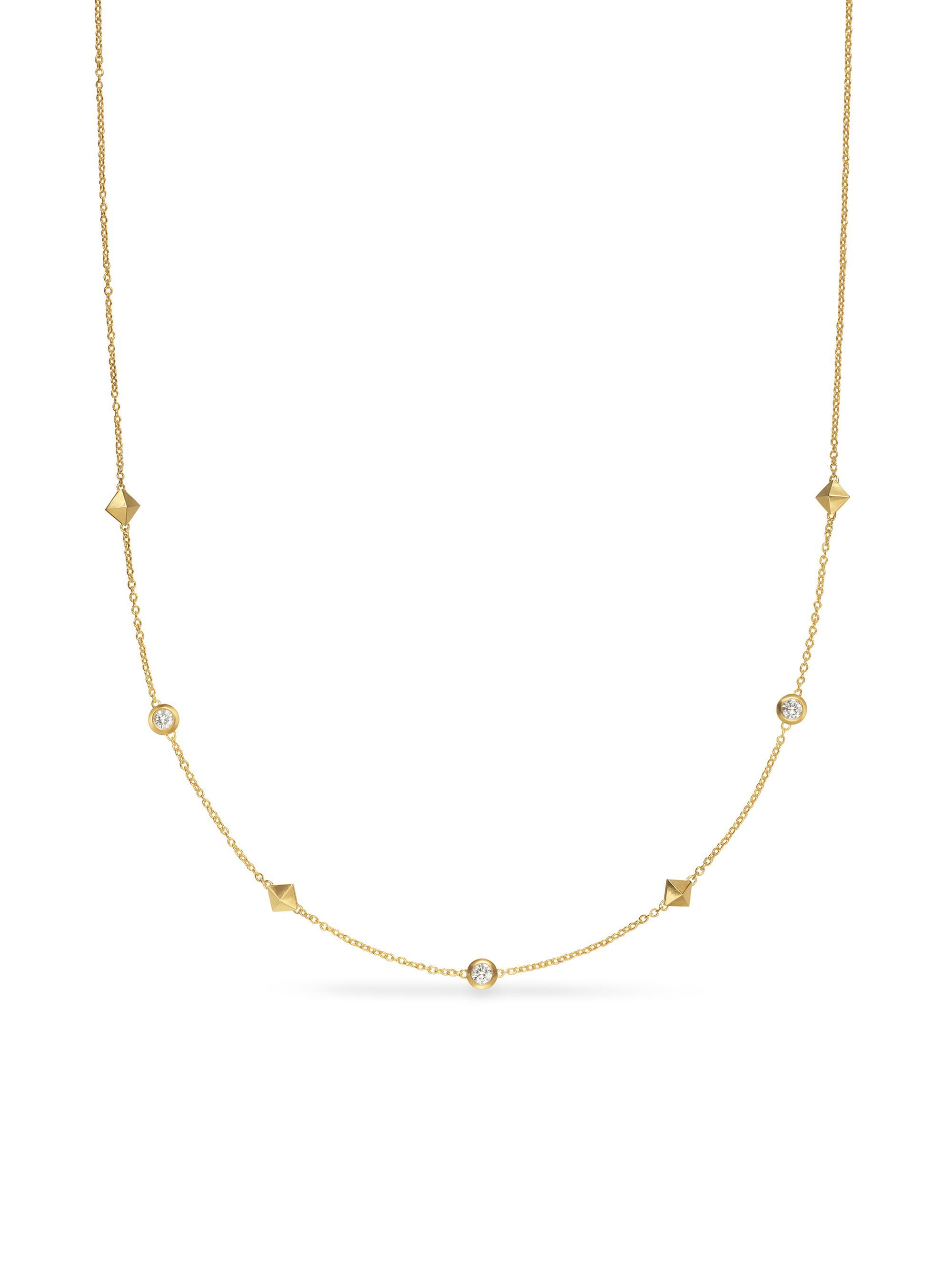 David Yurman Women's Petite Modern Renaissance Station Necklace in 18K Yellow Gold with Diamonds, 4.6MM - Diamond