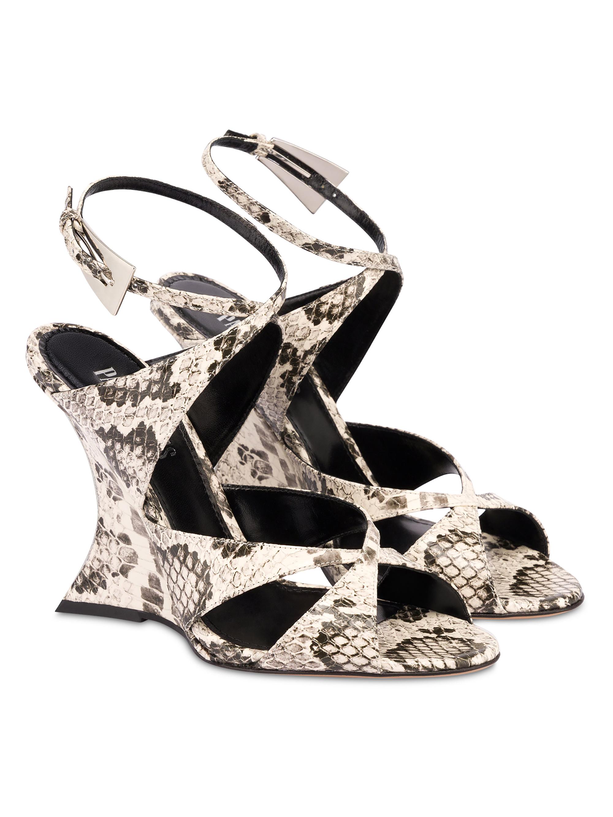 Paris Texas Laila 105MM Python-Printed Leather Wedge Sandals