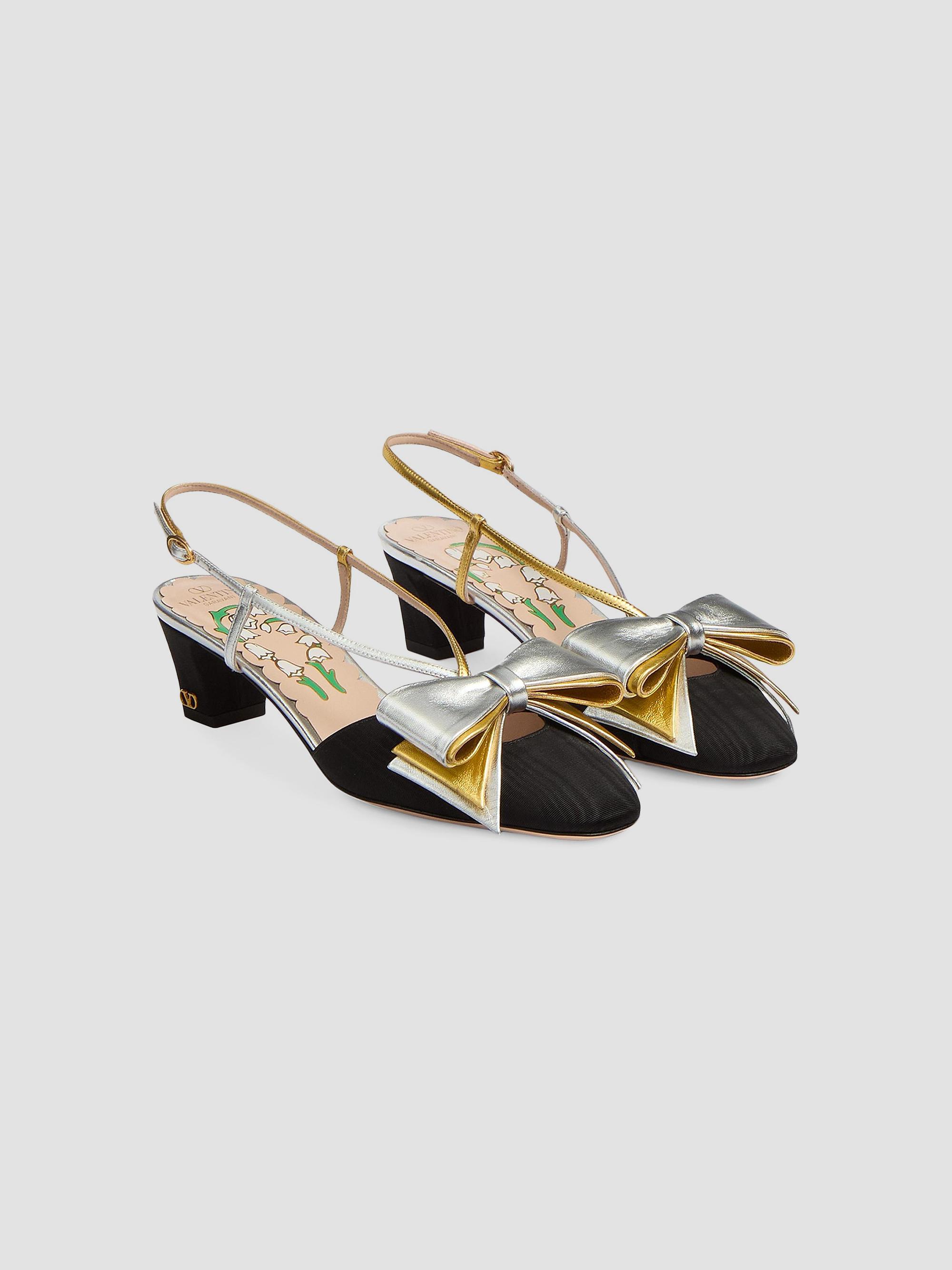 Valentino Garavani Bowow 45MM Slingback Pumps in Moire Fabric
