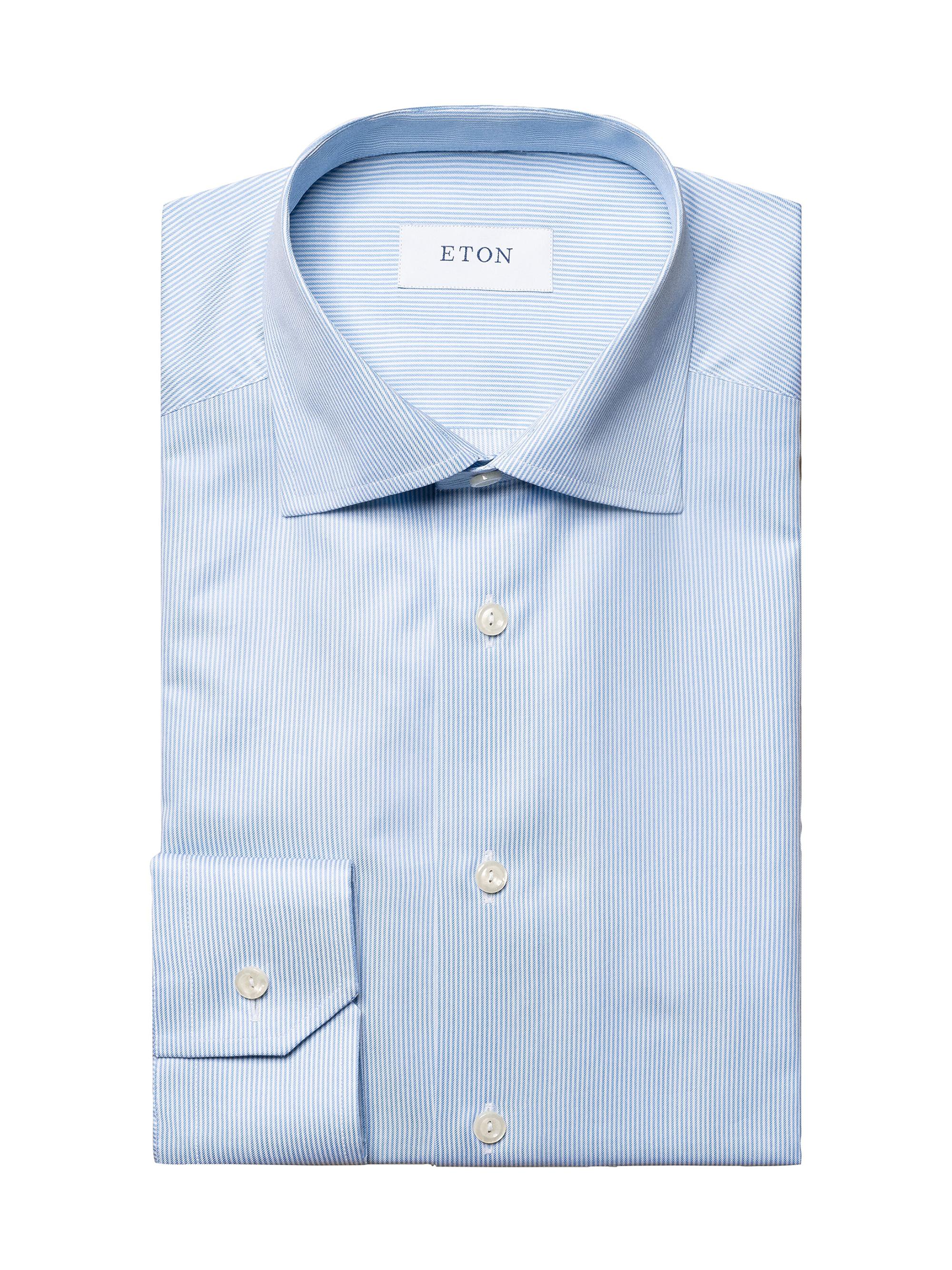 Eton Men's Contemporary-Fit Fine Striped Twill Shirt - Blue