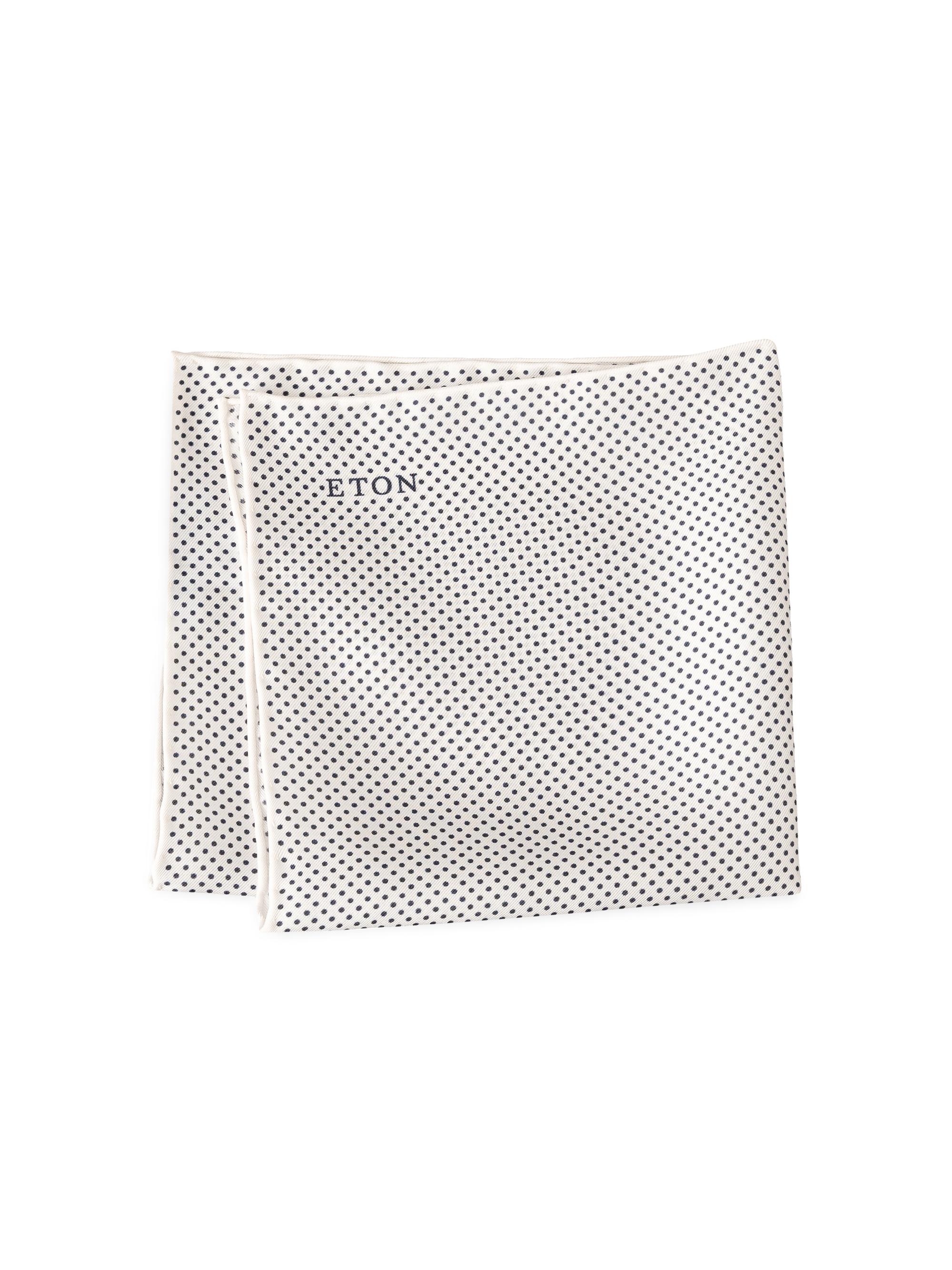 Eton Men's Polka Dot Silk Pocket Square - White