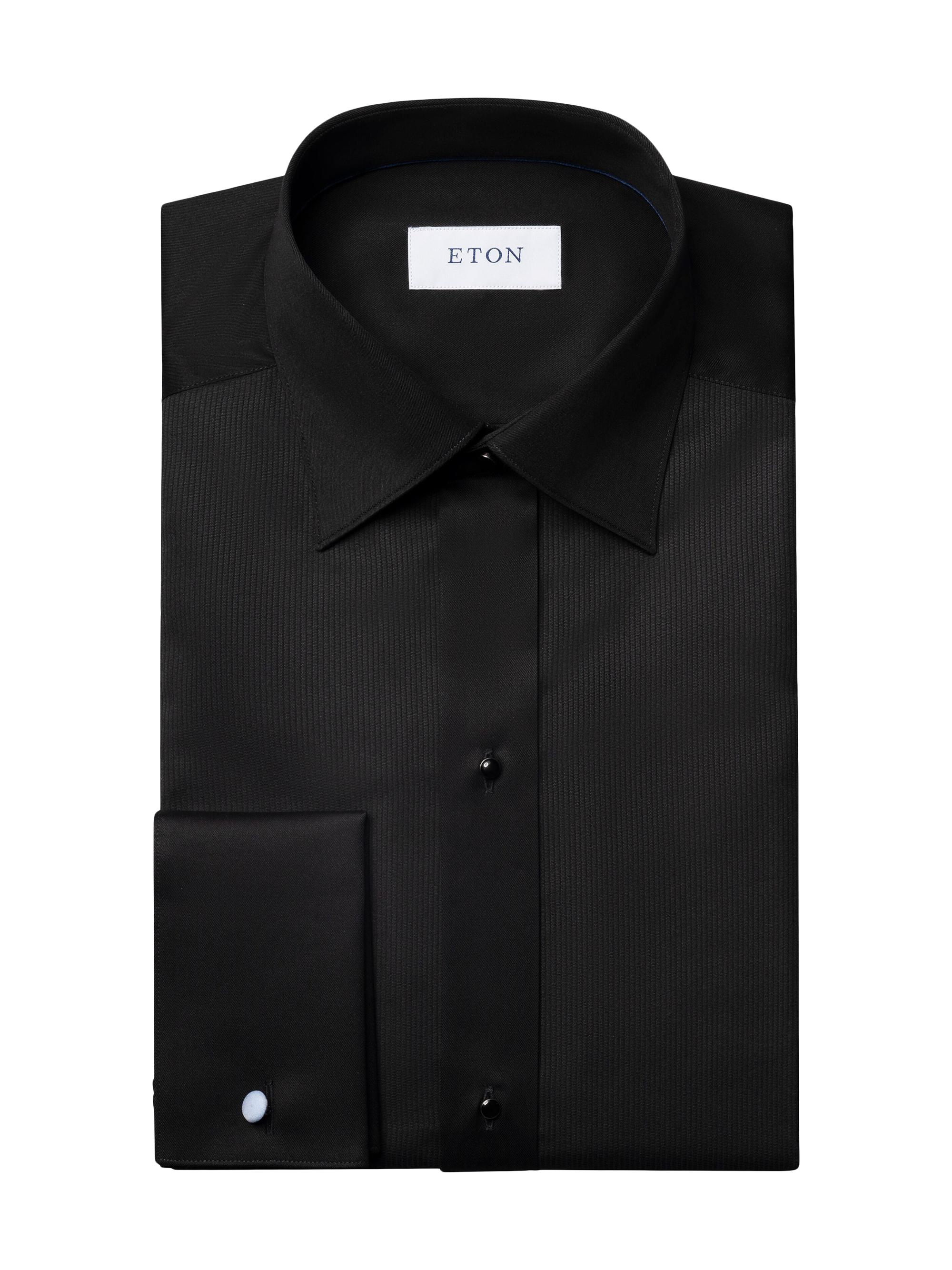 Eton Men's Slim-Fit Plissé Bib Tuxedo Shirt - Black
