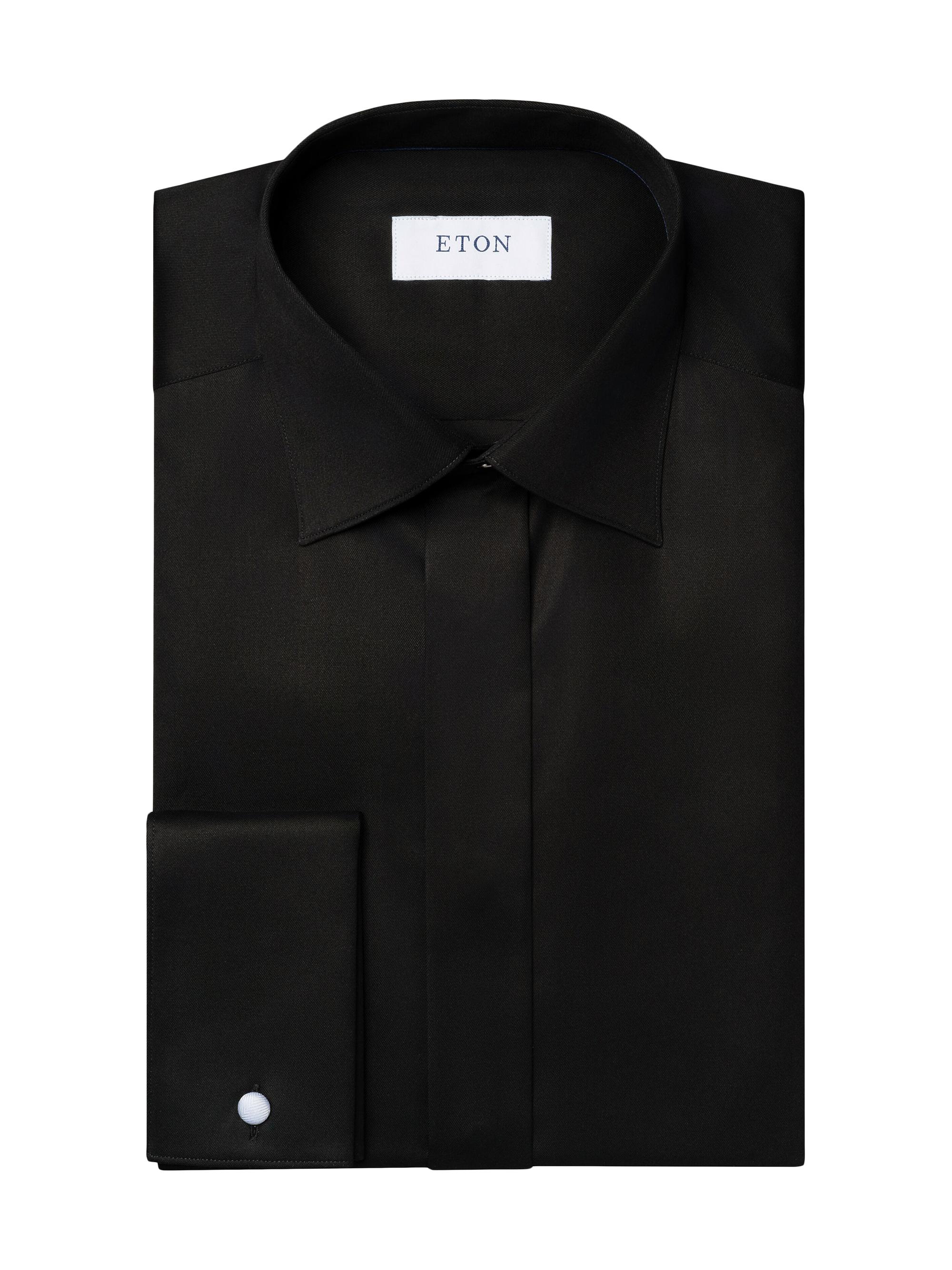 Eton Men's Contemporary-Fit Twill Fly Front Formal Shirt - Black