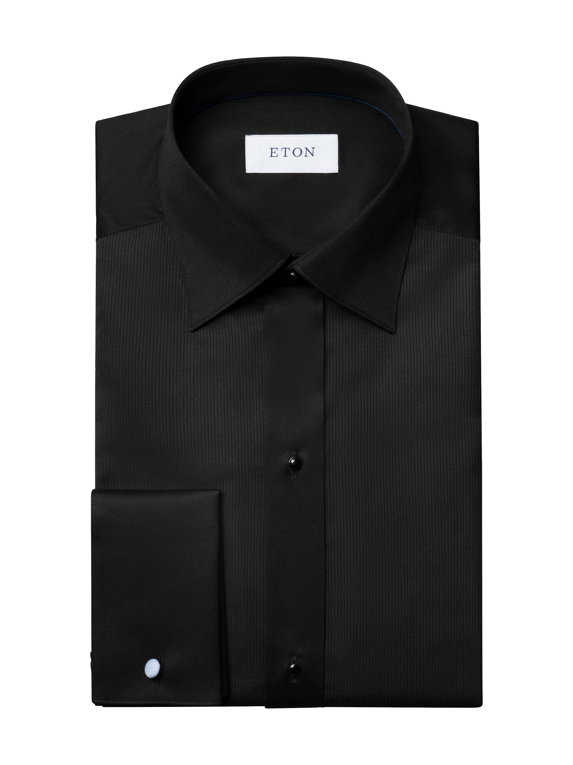 Eton Men's Contemporary-Fit Plissé Bib Formal Shirt - Black