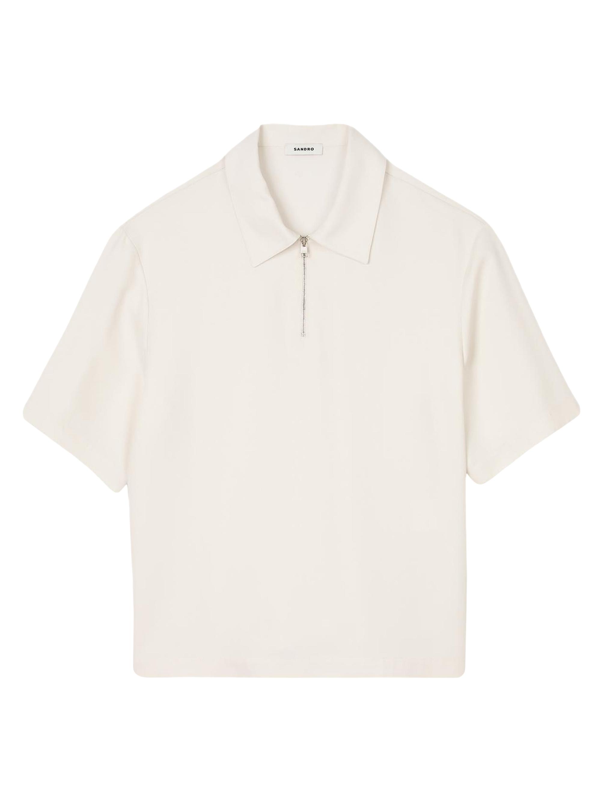 Sandro Men's Loose-Fit Shirt with Zipped Collar - Ecru