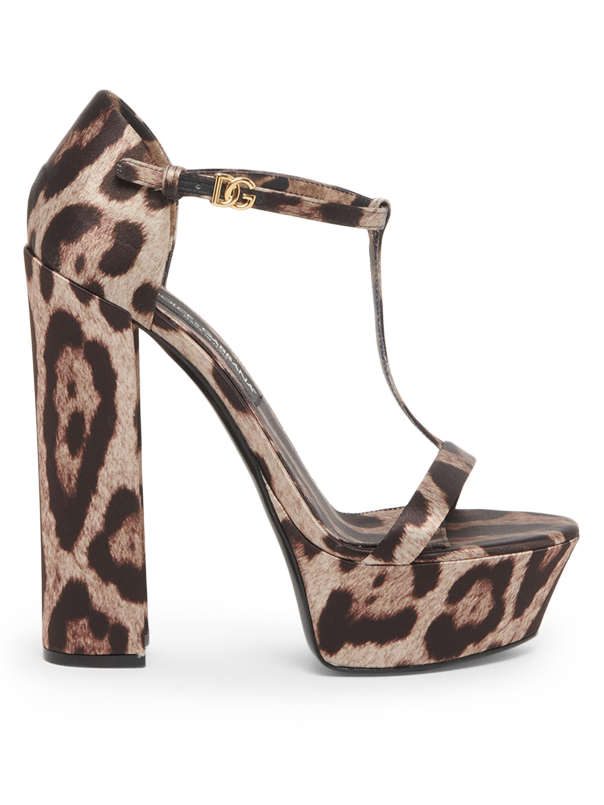 Dolce & Gabbana Women's Raso Stampato145MM Leopard-Print Sandals - Leopard Print