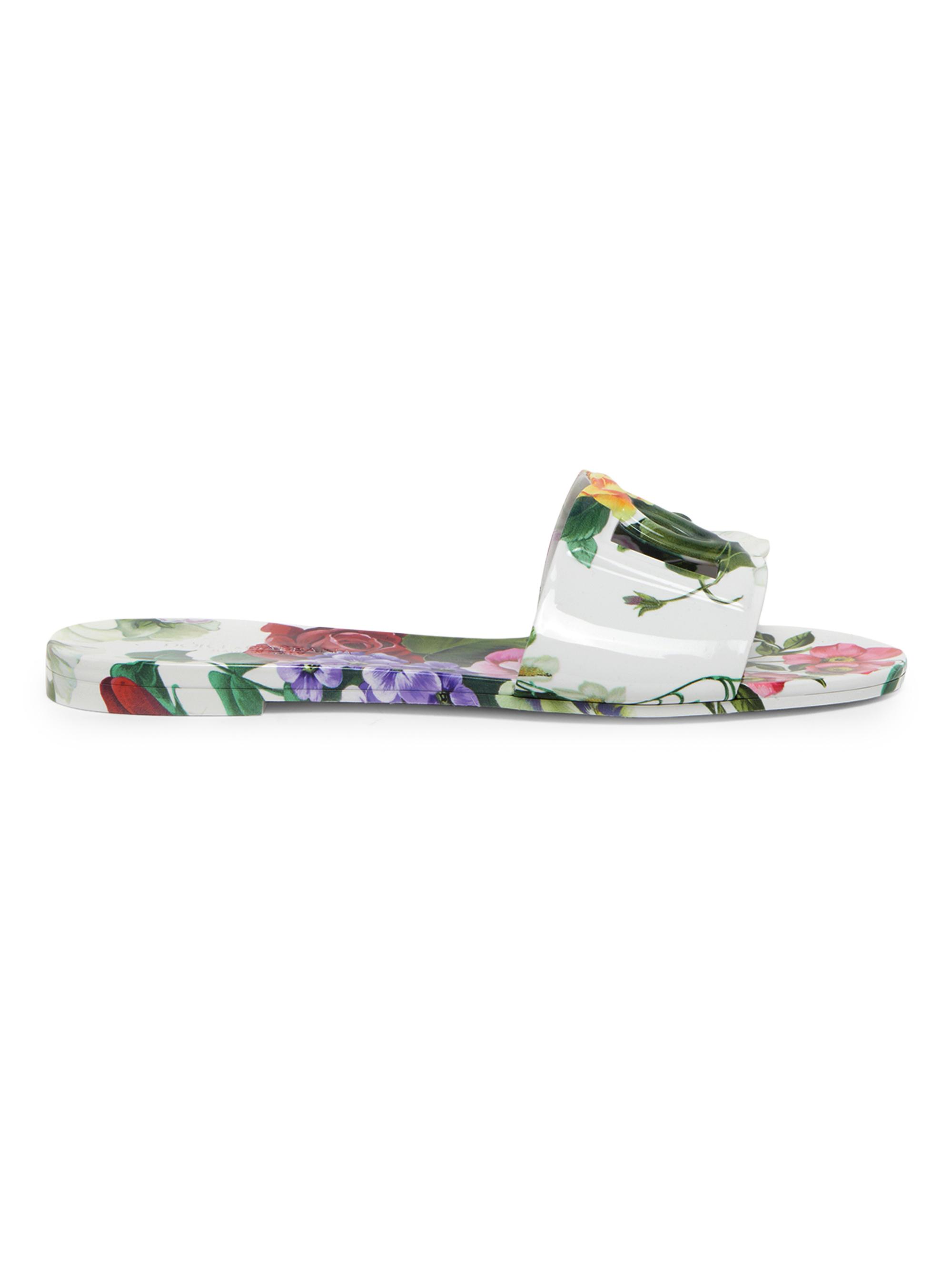 Dolce & Gabbana Women's Beachwear Floral Slide Sandals - White Multi