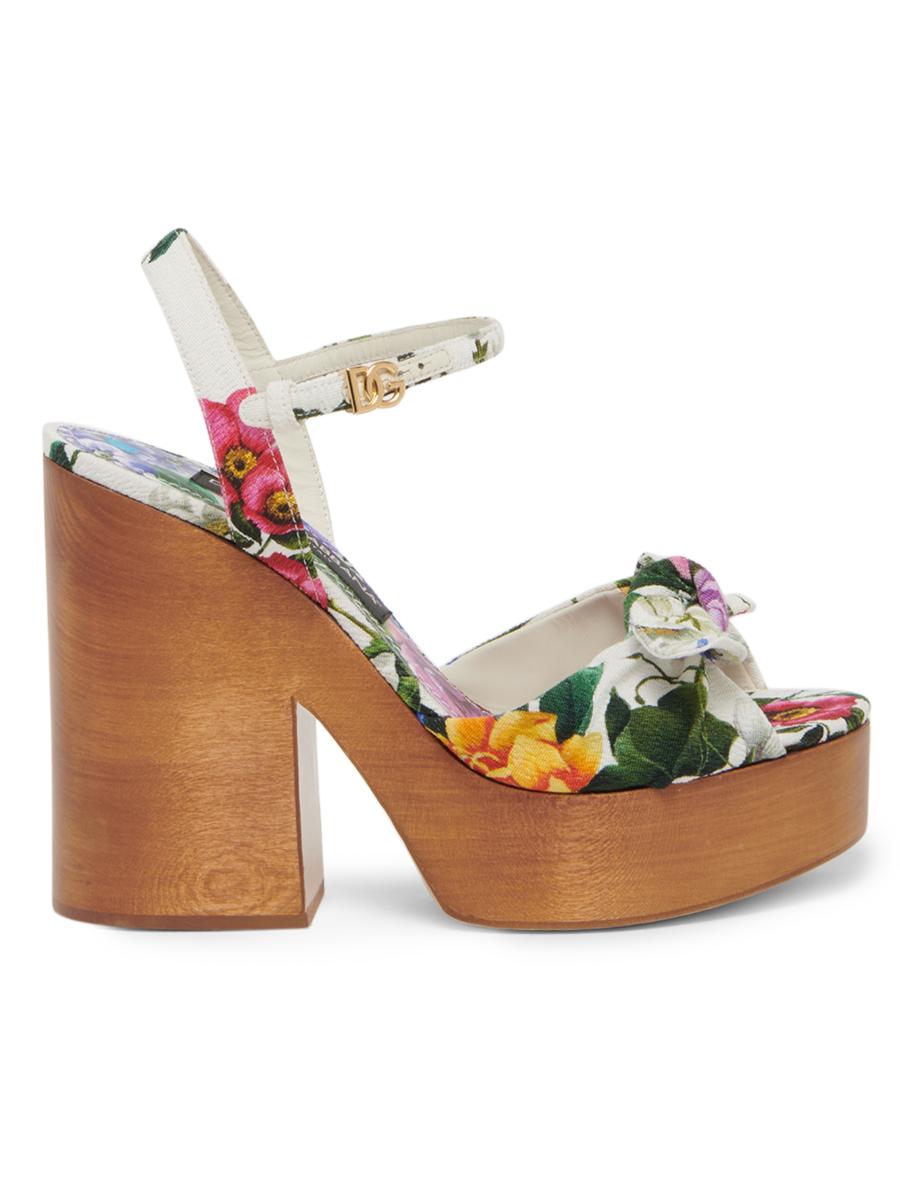 Dolce&Gabbana Floral 125MM Platform Wedge Sandals | Saks Fifth Avenue