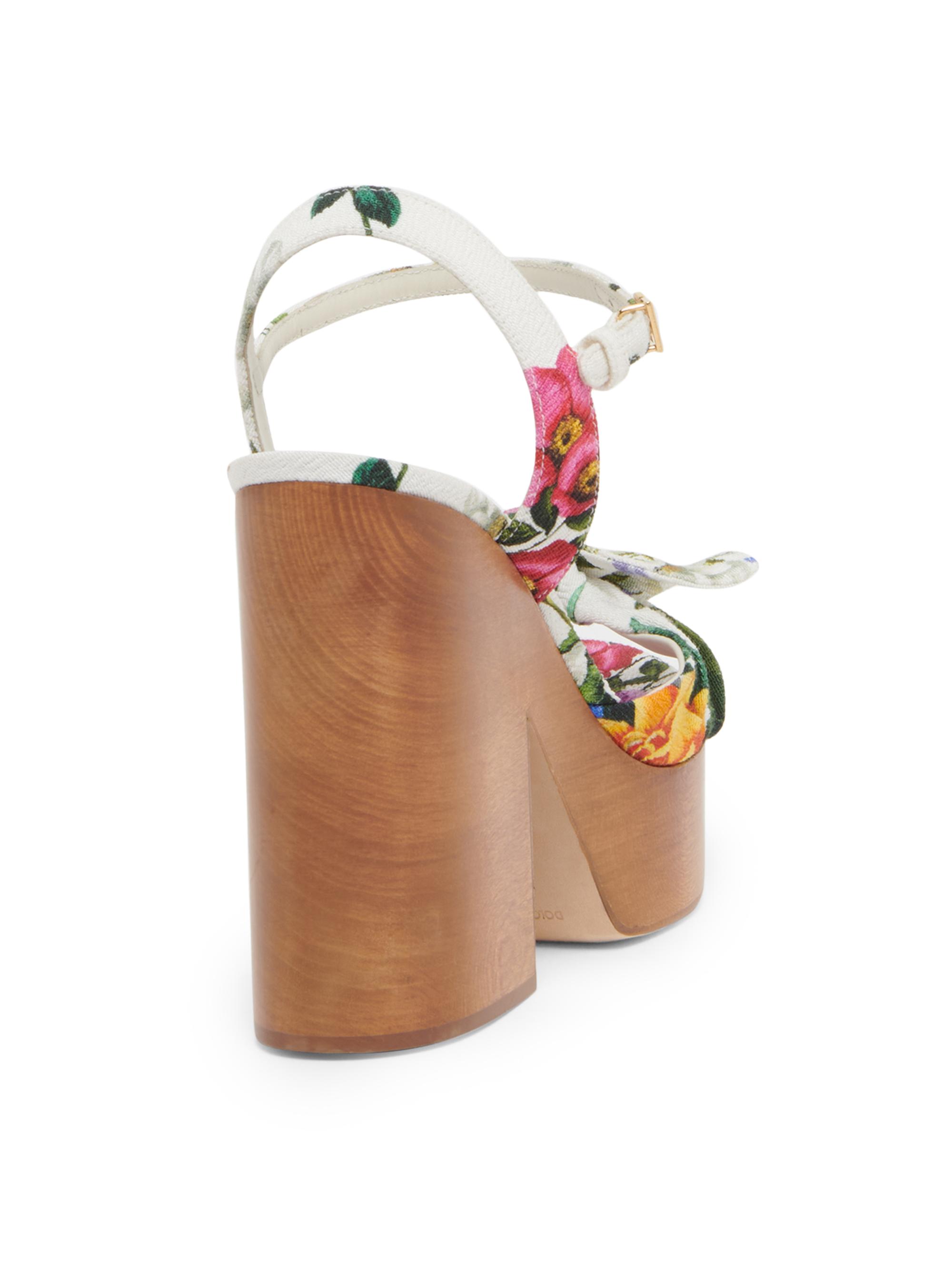 Dolce&Gabbana Floral 125MM Platform Wedge Sandals | Saks Fifth Avenue