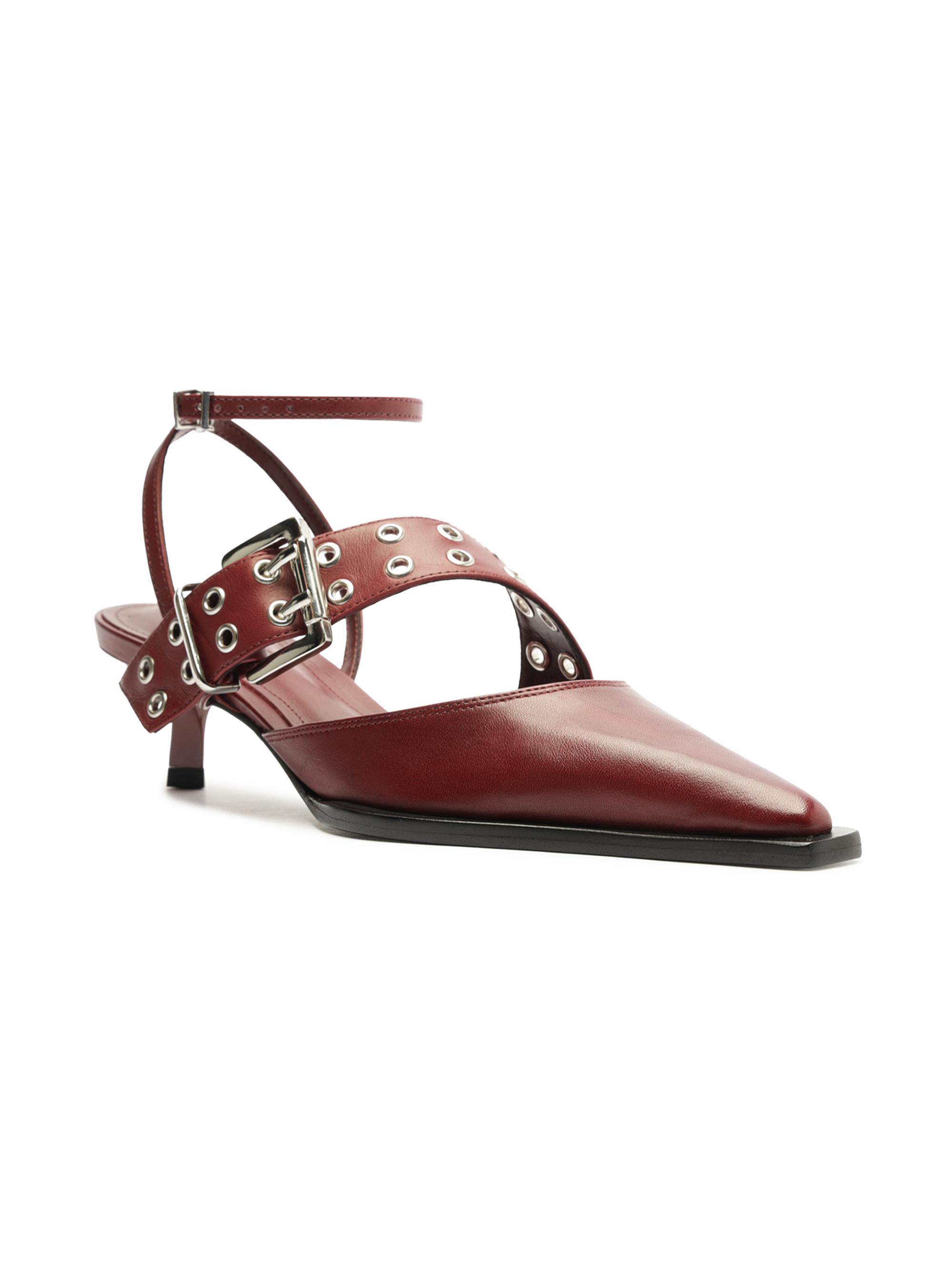 Schutz Women's Jess 50MM Buckle Leather Pumps - Red Velvet