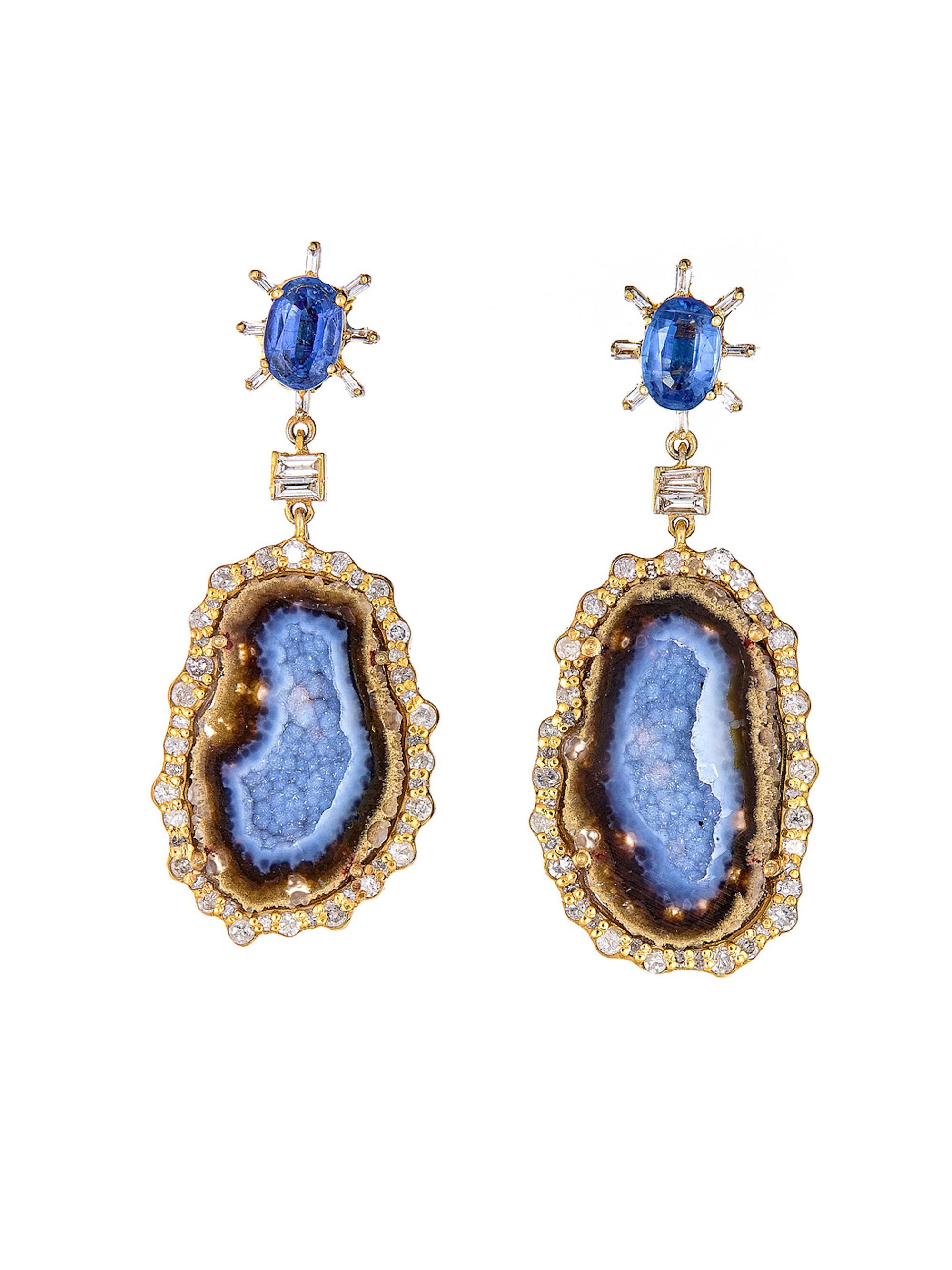 Atlas Fine Women's 18K Yellow Gold, Silver & Multi-Gemstone Drop Earrings - Blue