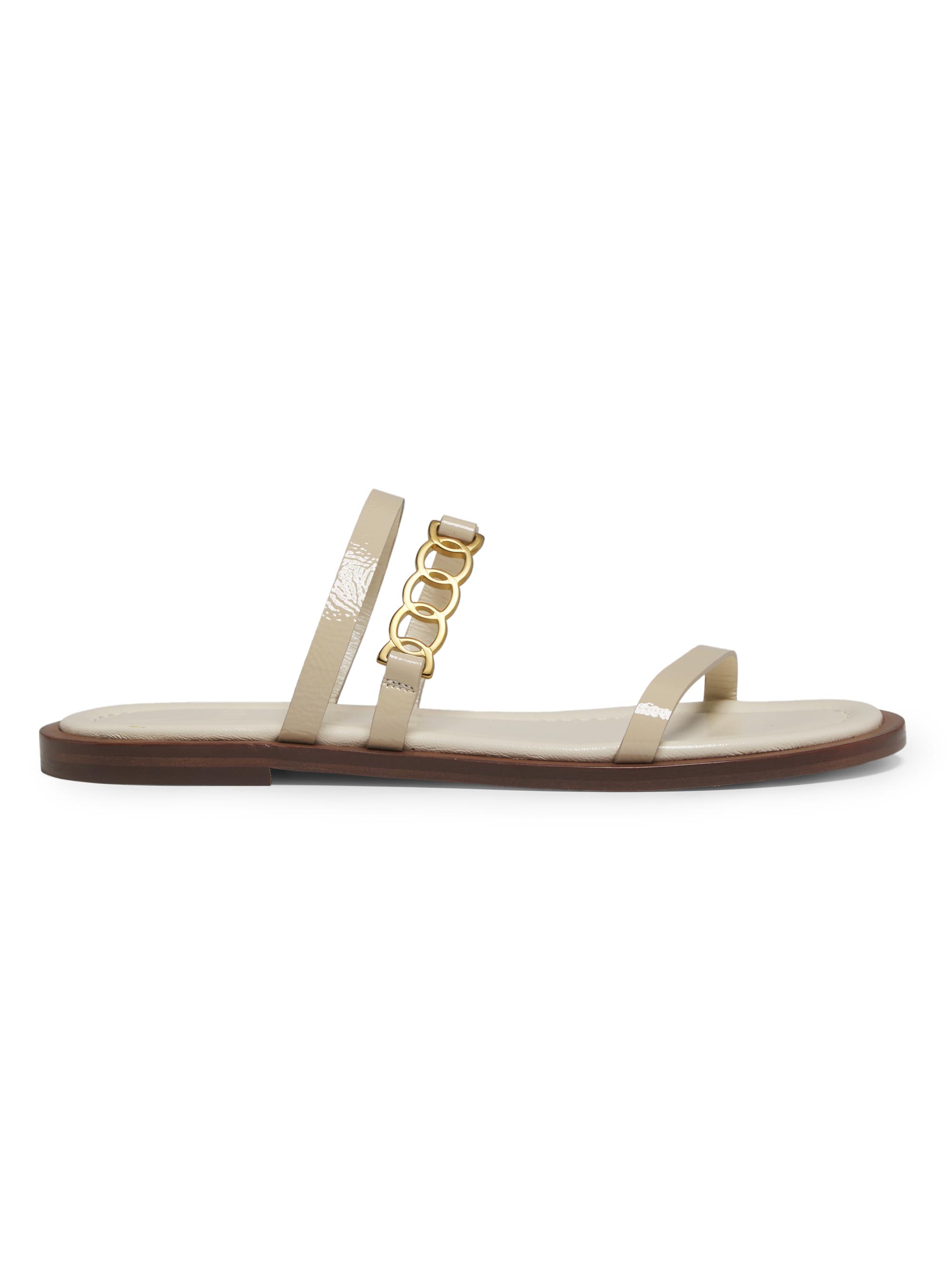 Odissì Women's Juliet Glossy Leather Flat Sandals - Natural