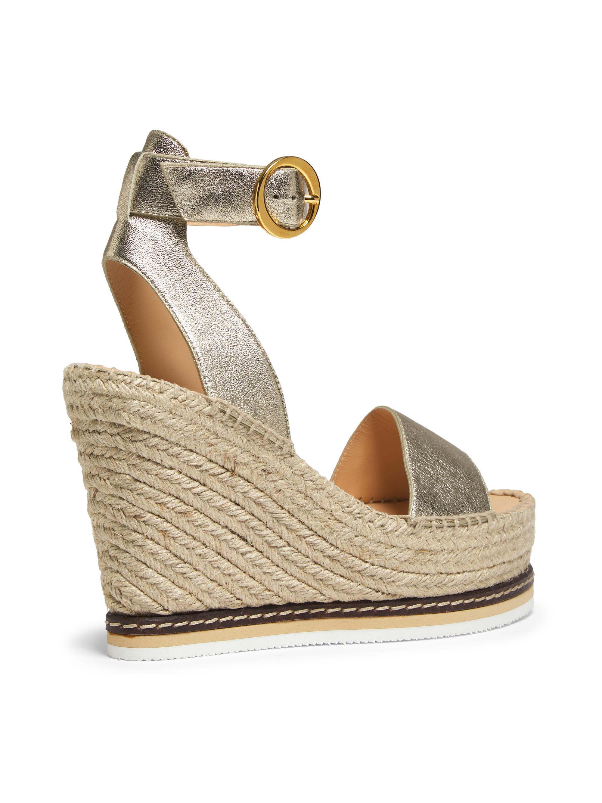 Odissì Lily 115MM Metallic Leather Espadrille Wedge Sandals Saks