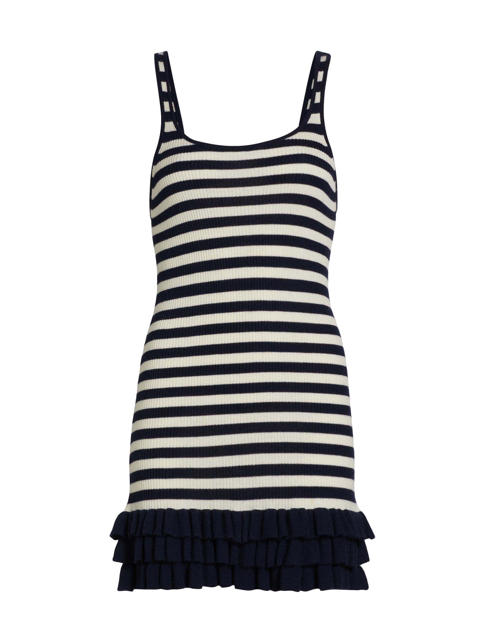 Brandon Maxwell Women's The Sutter Rib-Knit Tank Minidress - Navy And White Stripe