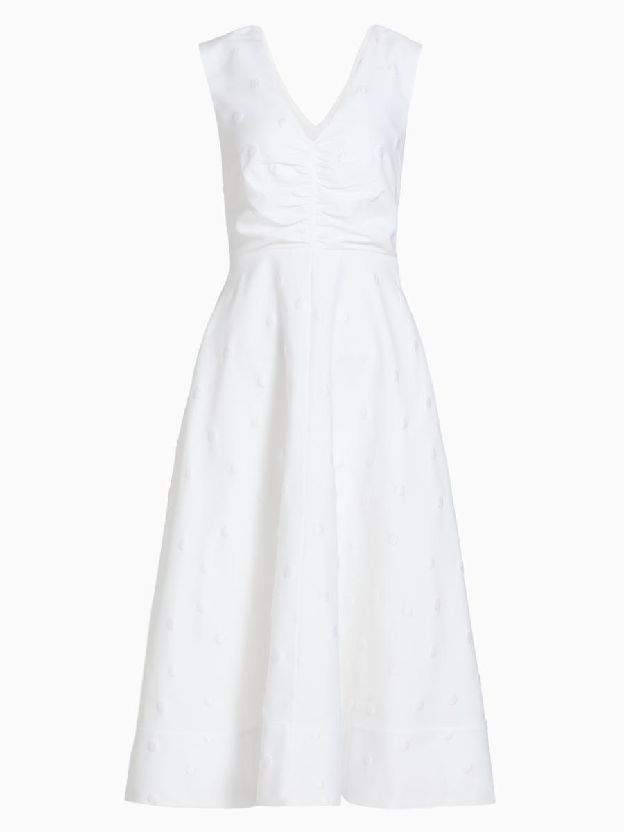 Brandon Maxwell Women's Eliza Polka Dot Cinched Midi-dress In White