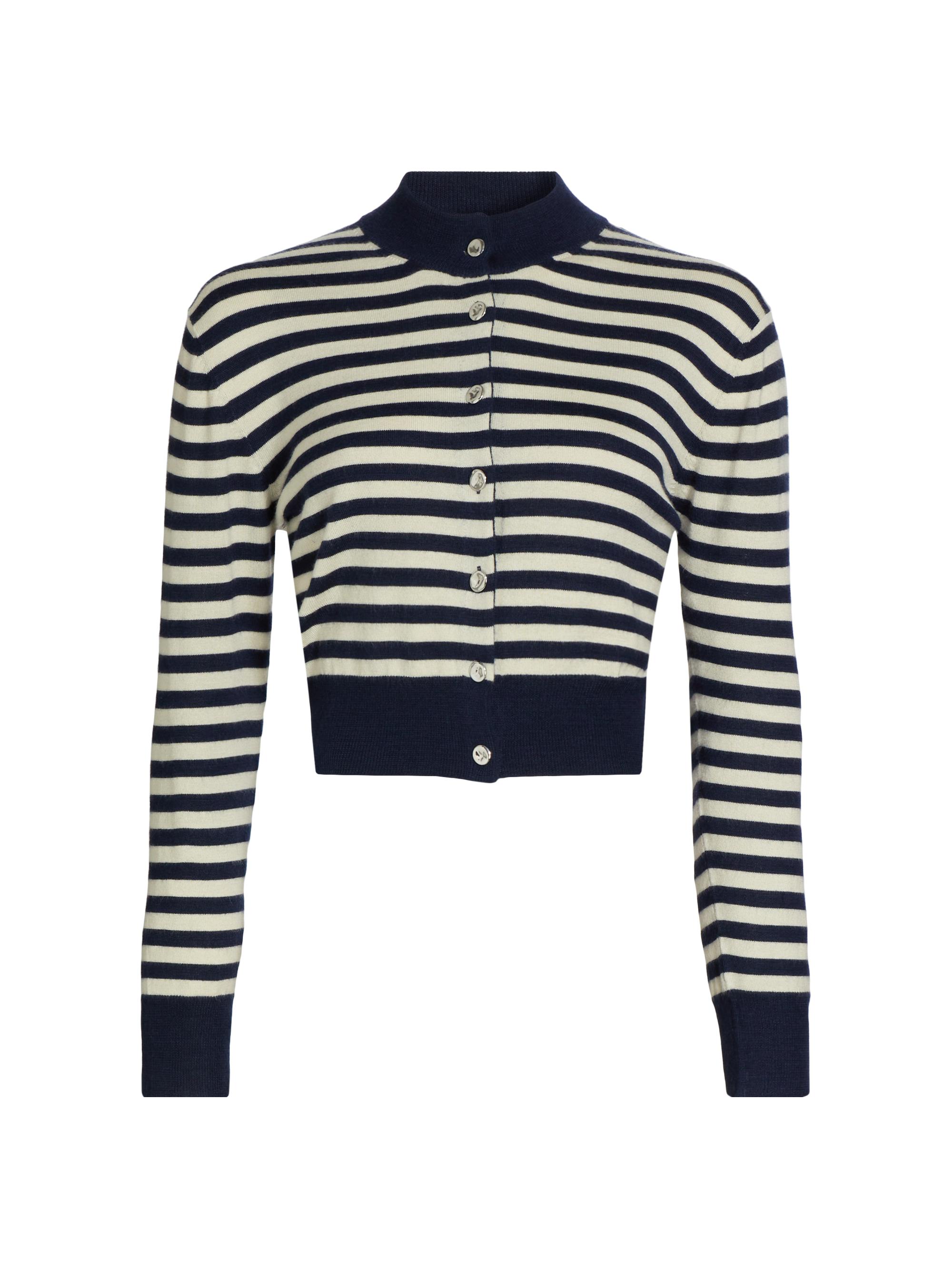 Brandon Maxwell Women's The Aubrey Striped Shrunken Cardigan - Navy  Stripe