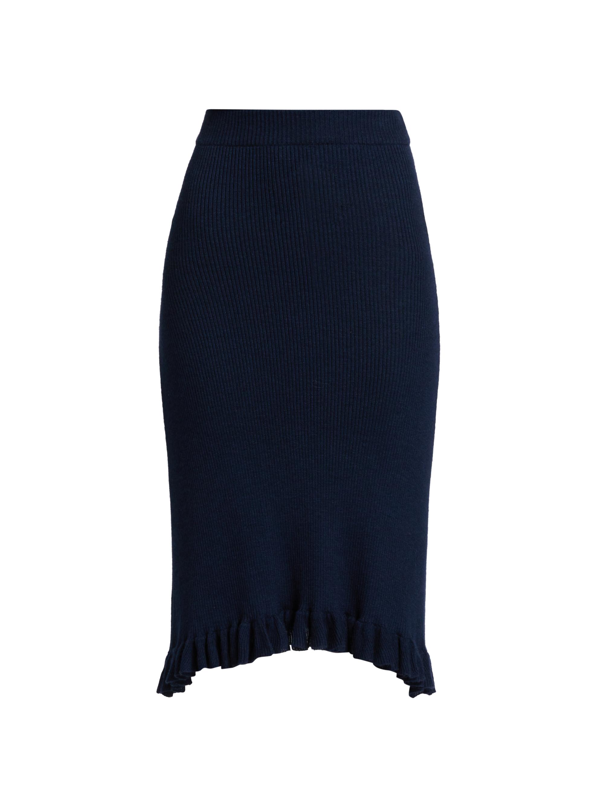 Brandon Maxwell Women's Grace Ruffle-Hem Knee-Length Skirt - Navy