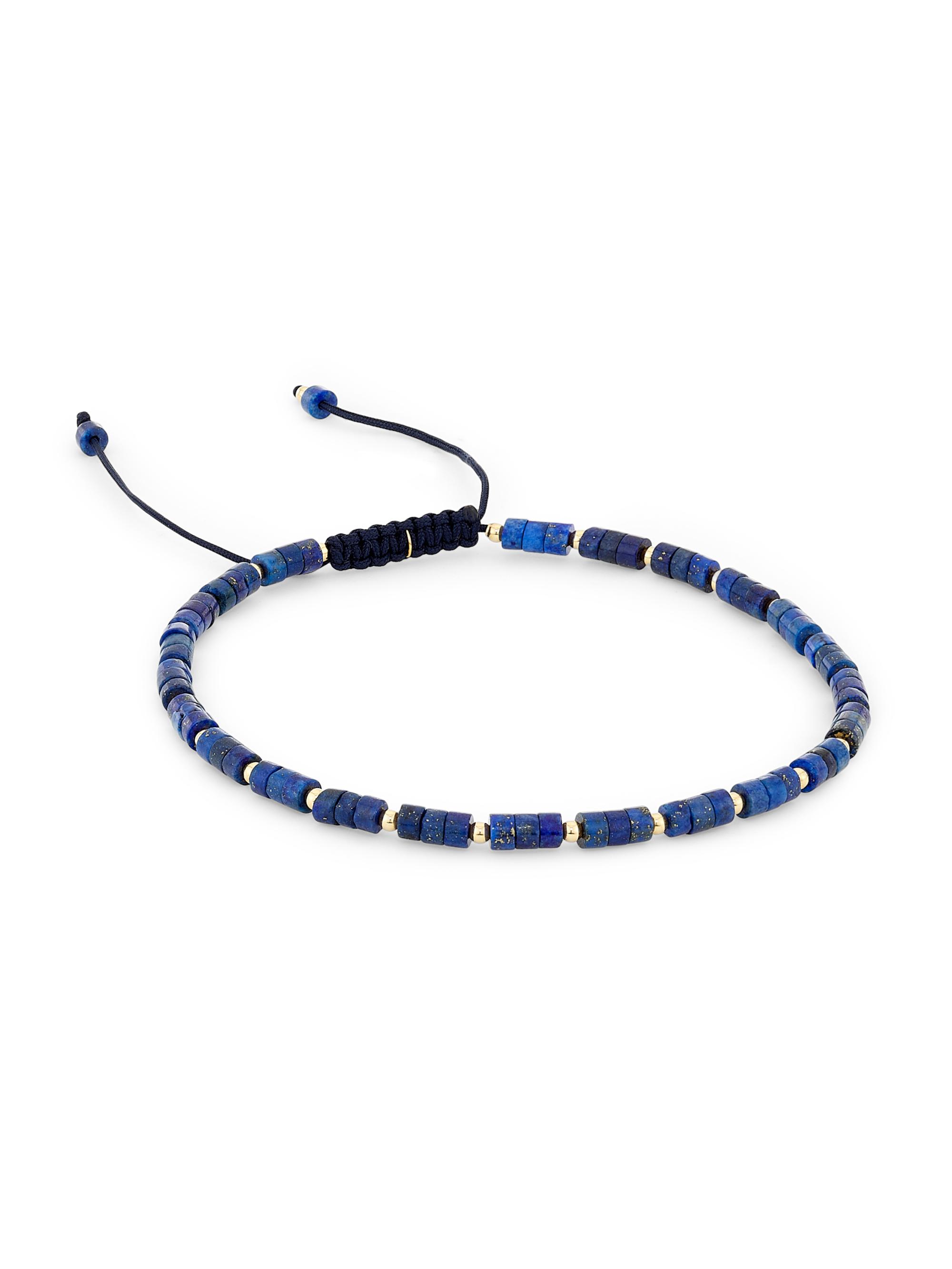 Jan Leslie Men's 18K Yellow Gold & Lapis Lazuli Beaded Bracelet - Blue