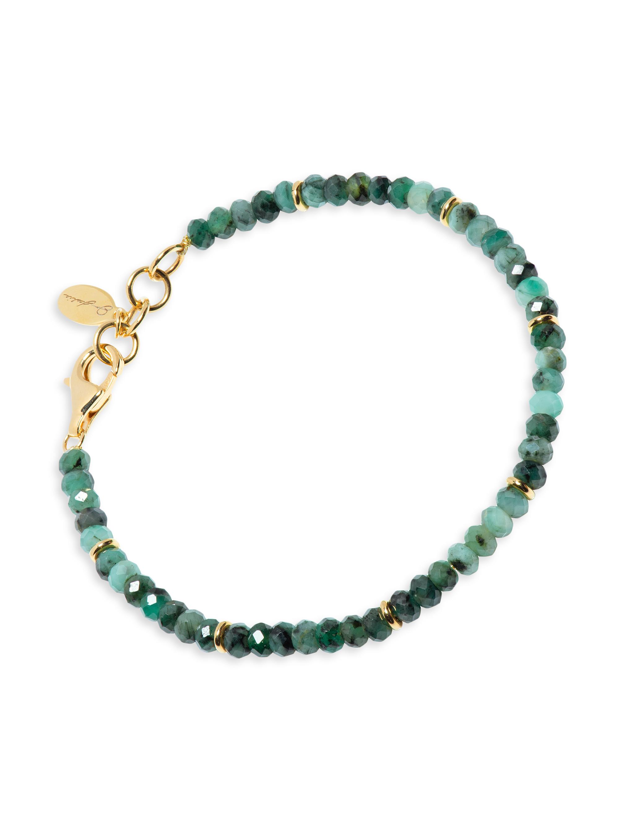 Jan Leslie Men's 18K Yellow Gold & Emerald Beaded Bracelet - Green
