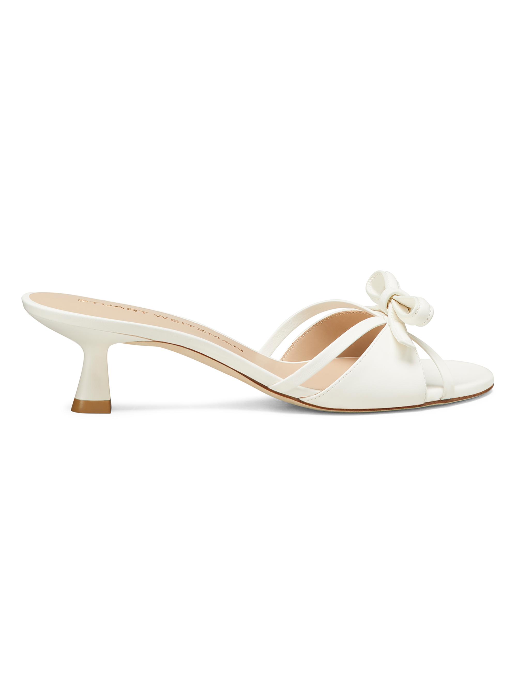 Stuart Weitzman Women's Felicity 50MM Bow-Detailed Leather Sandals - Cream