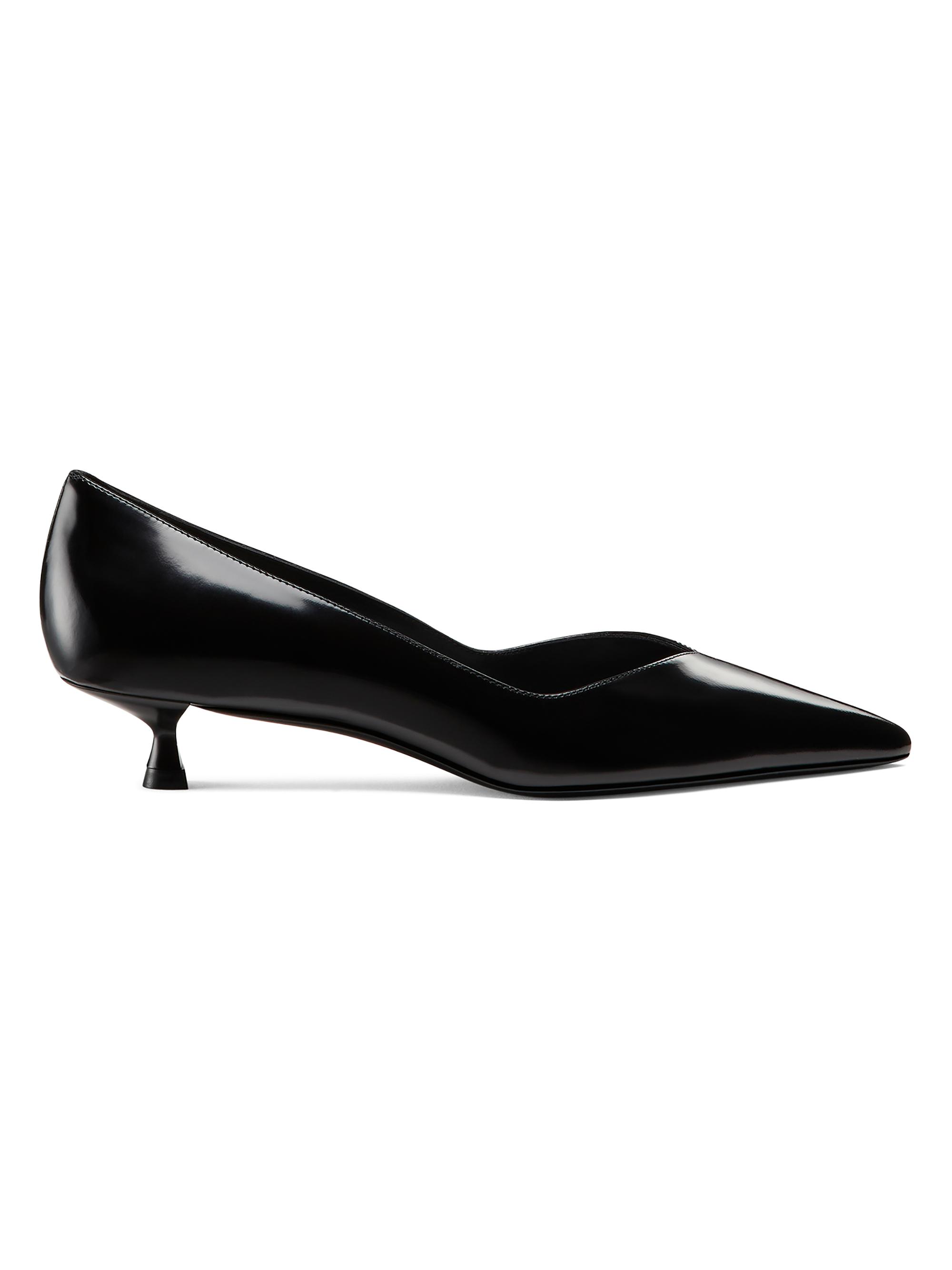 Stuart Weitzman Women's Eva 35MM Leather Kitten-Heel Pumps - Black