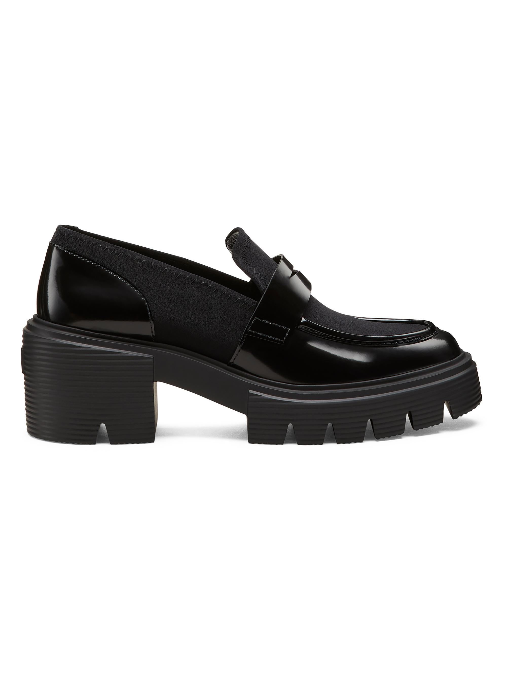 Stuart Weitzman Women's 5050 Soho 70MM Leather & Stretch Garbadine Loafers - Black