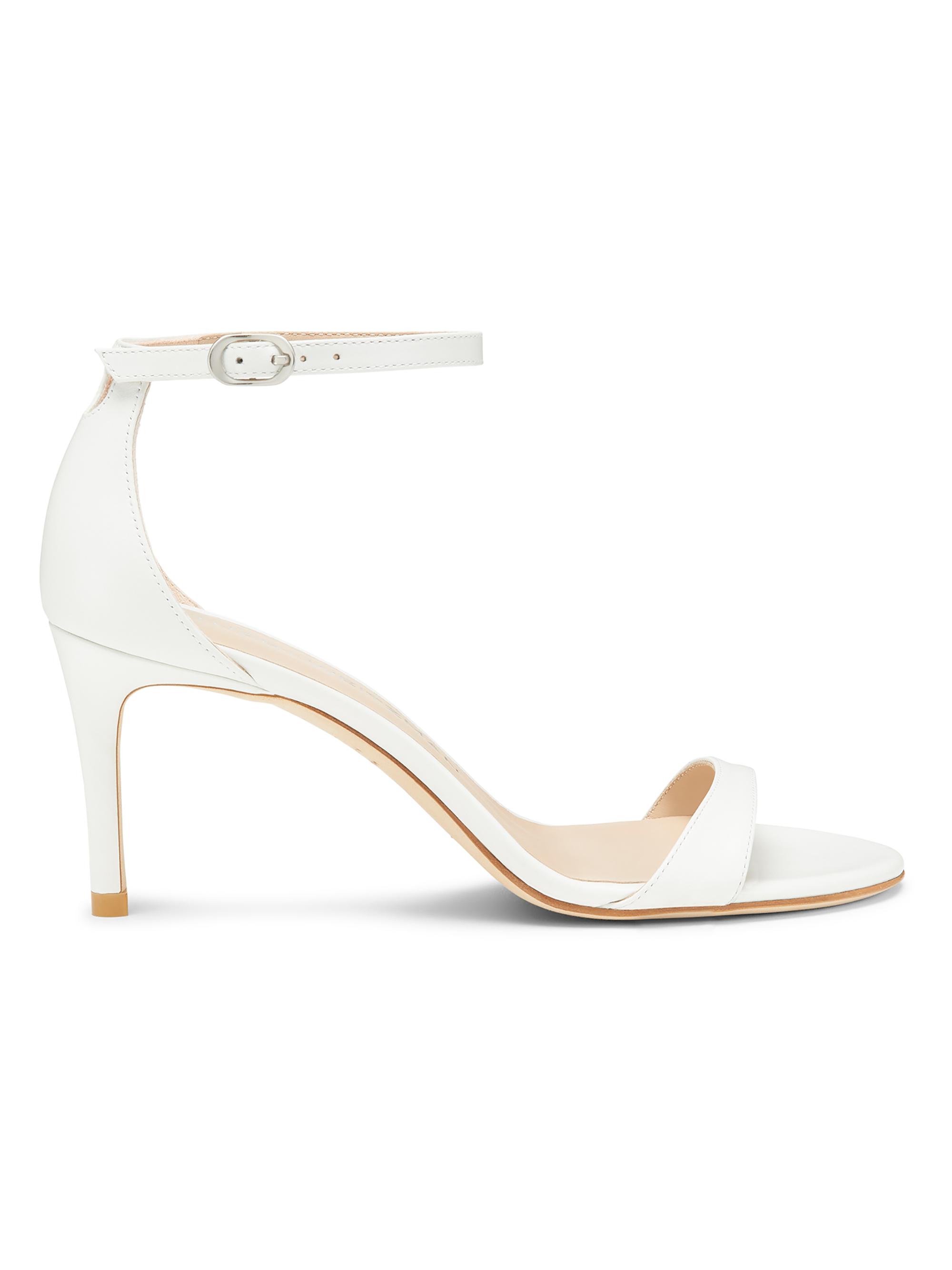 Stuart Weitzman Women's Nudist II 75MM Leather Sandals - White