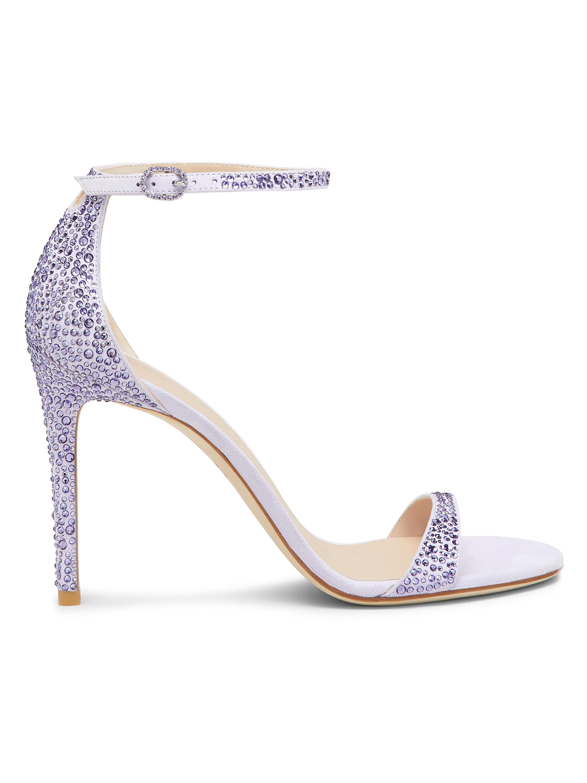 Stuart Weitzman Women's Nudist Shine 100MM Crystal Sandals - Tanzanite