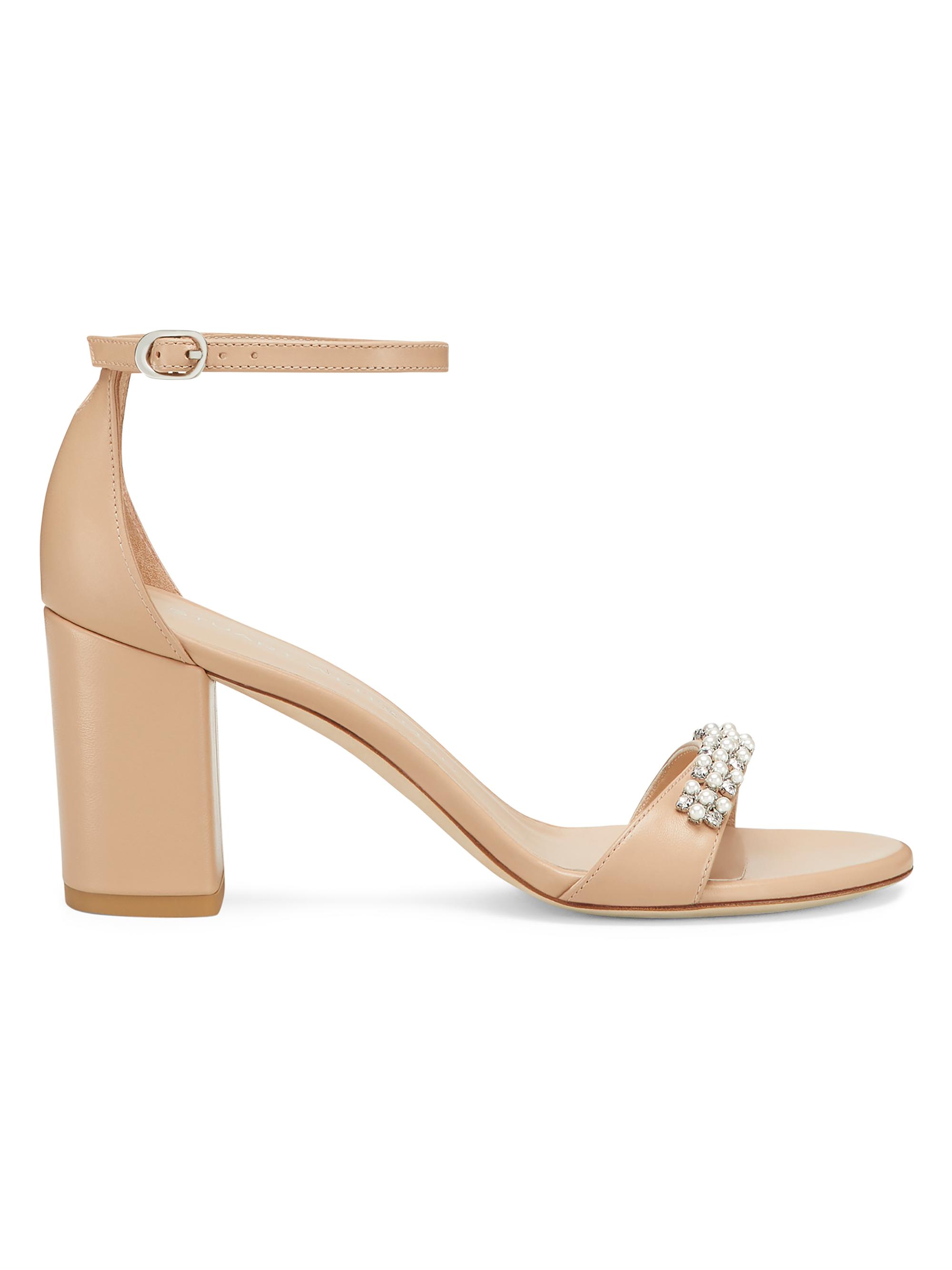 Stuart Weitzman Women's Nudist Poppy 75MM Block-Heel Sandals - Adobe Clear