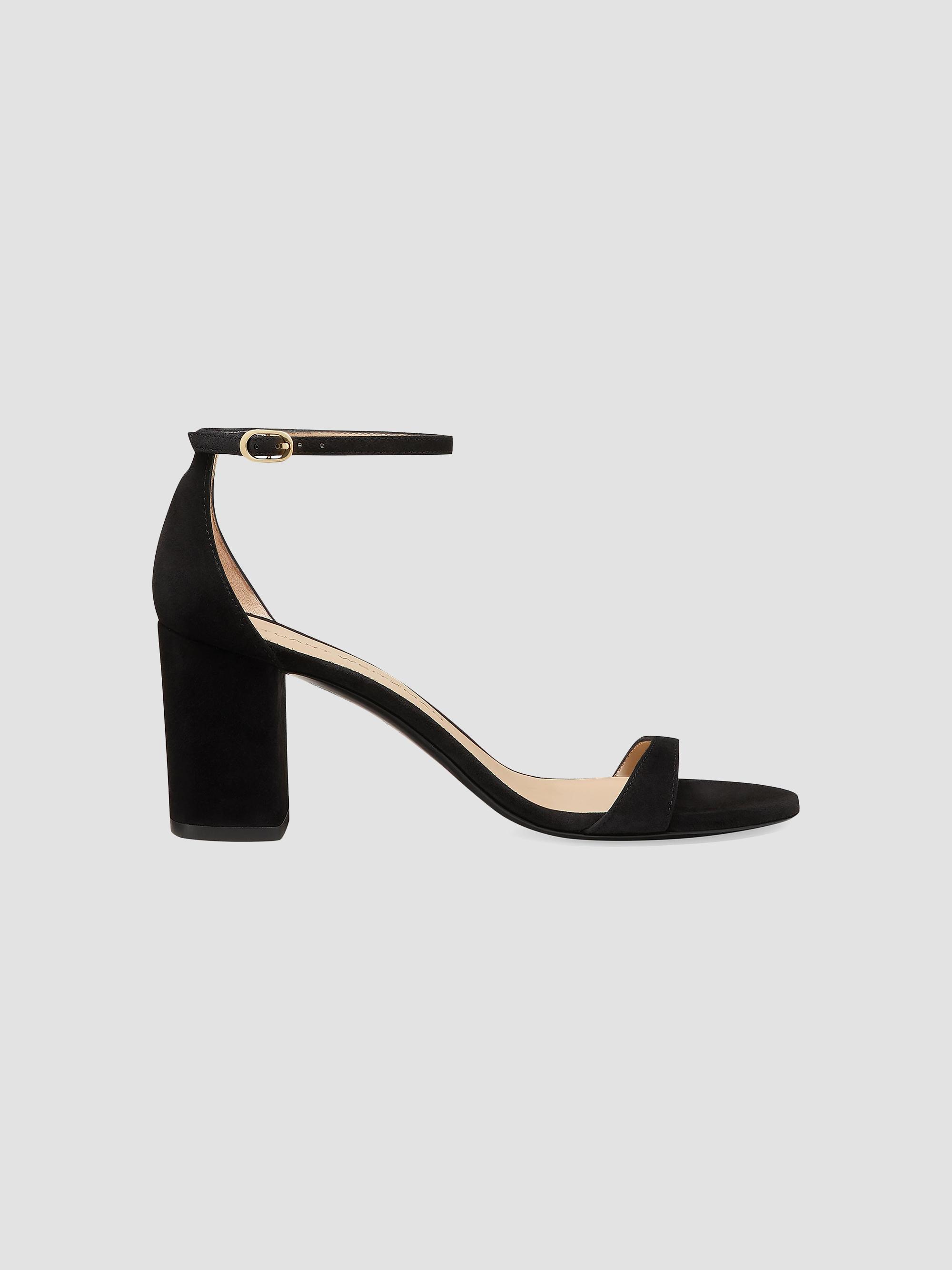 Stuart Weitzman Nudist Block 75MM Suede Sandals | Saks Fifth Avenue