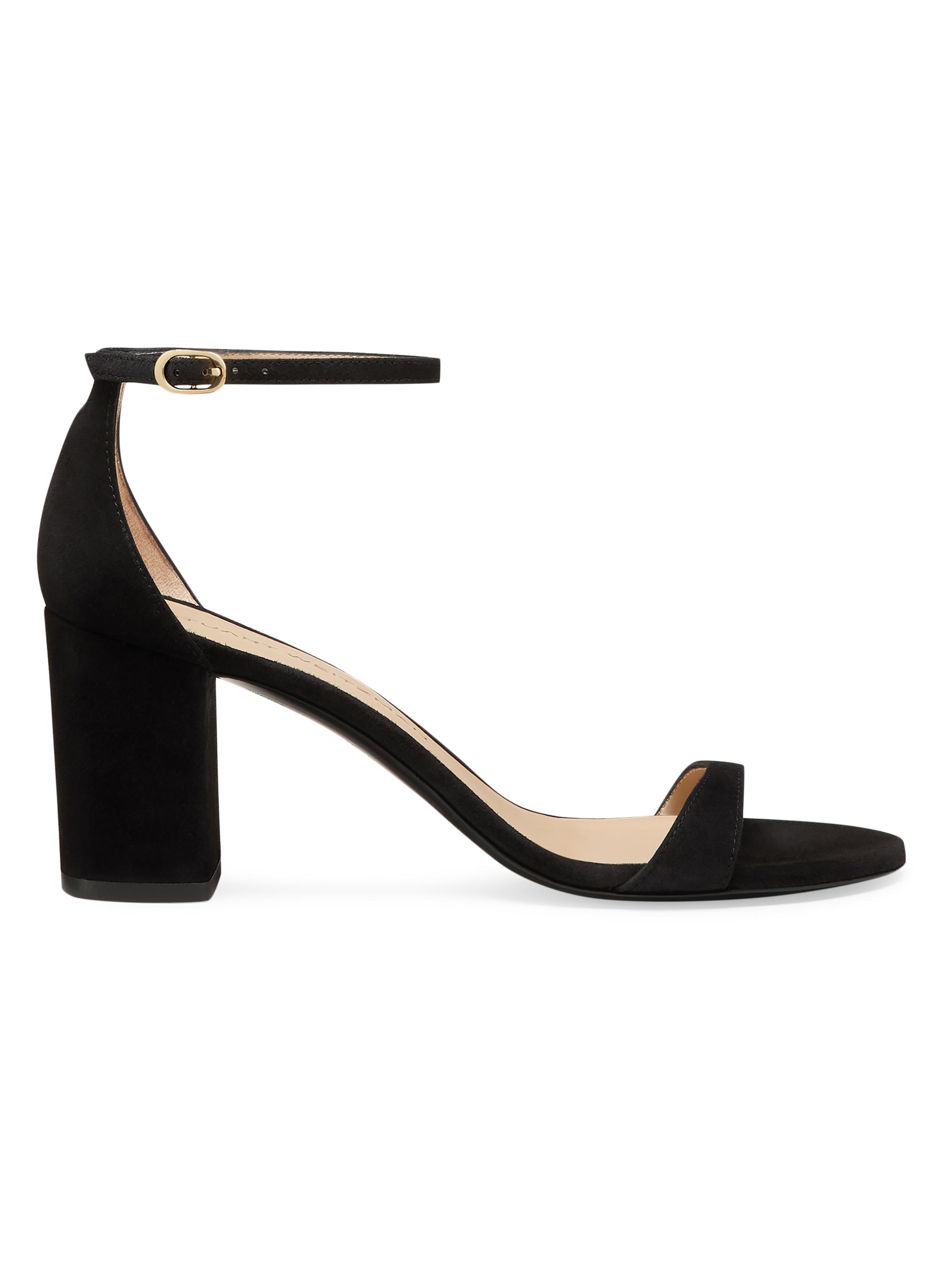 Stuart Weitzman Nudist Block 75MM Suede Sandals | Saks Fifth Avenue