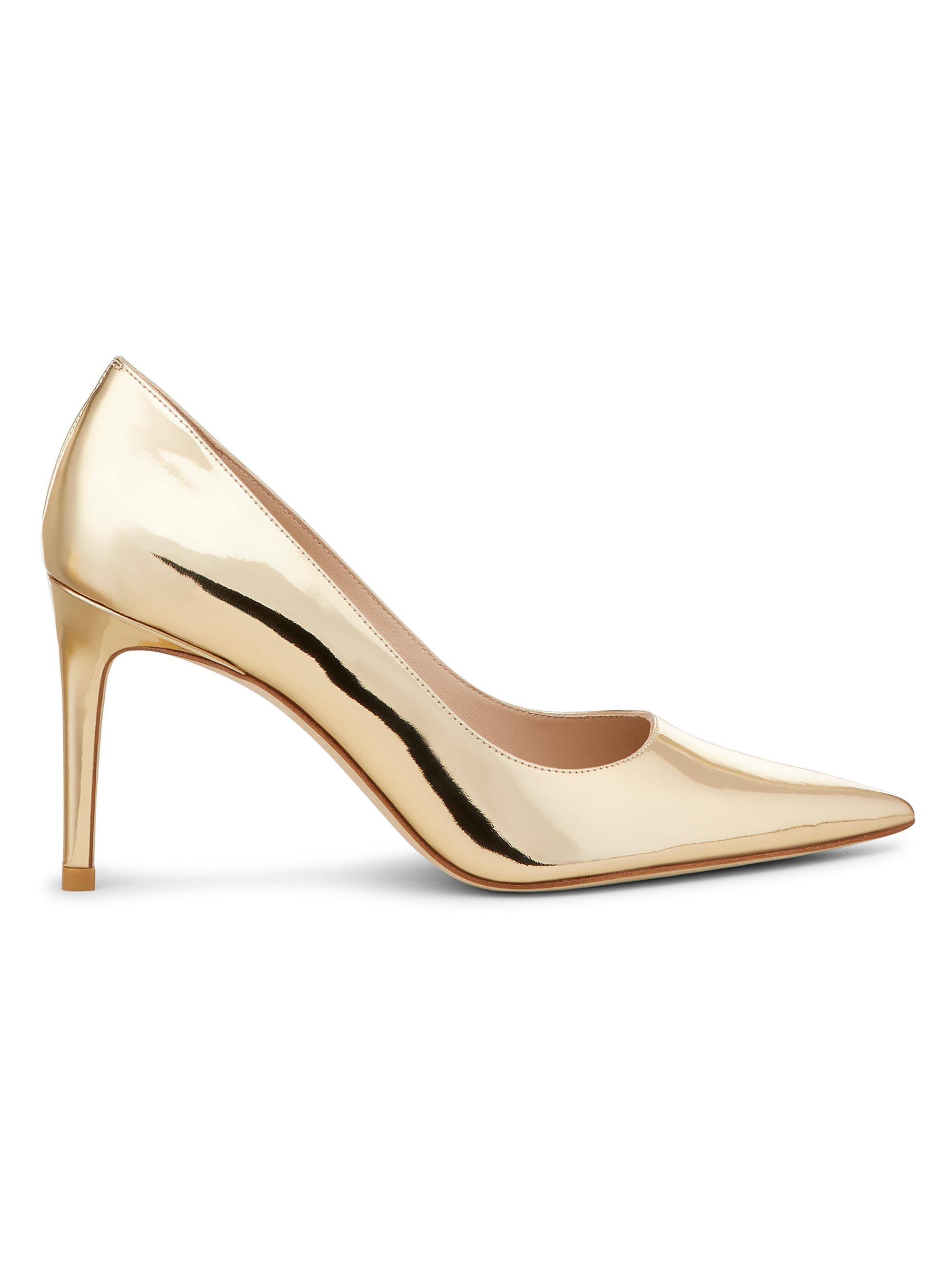 Stuart Weitzman Women's Stuart Power 85 85MM Metallic Leather Pumps - Gold