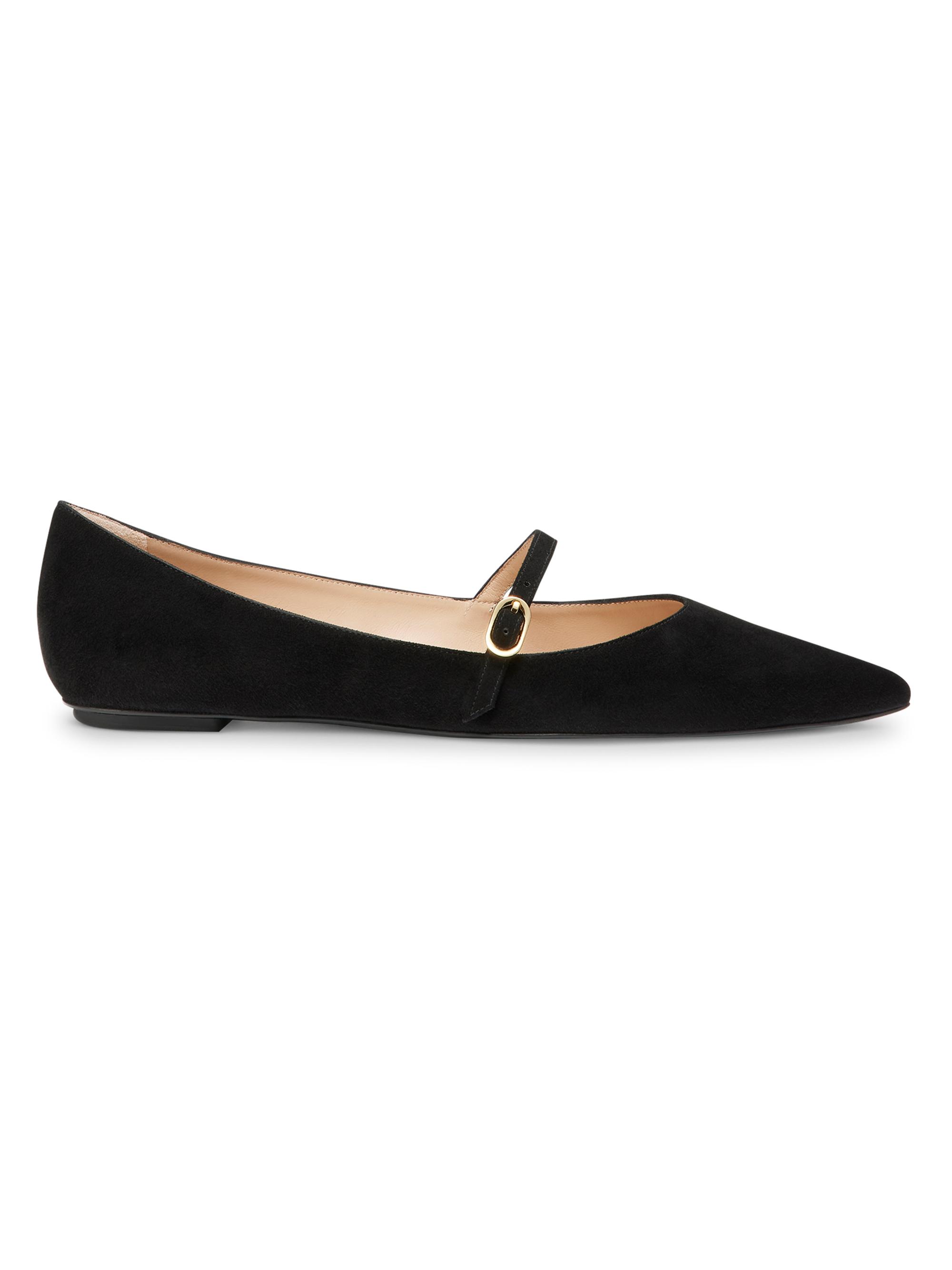 Stuart Weitzman Women's Emilia Suede Point-Toe Mary Janes - Black