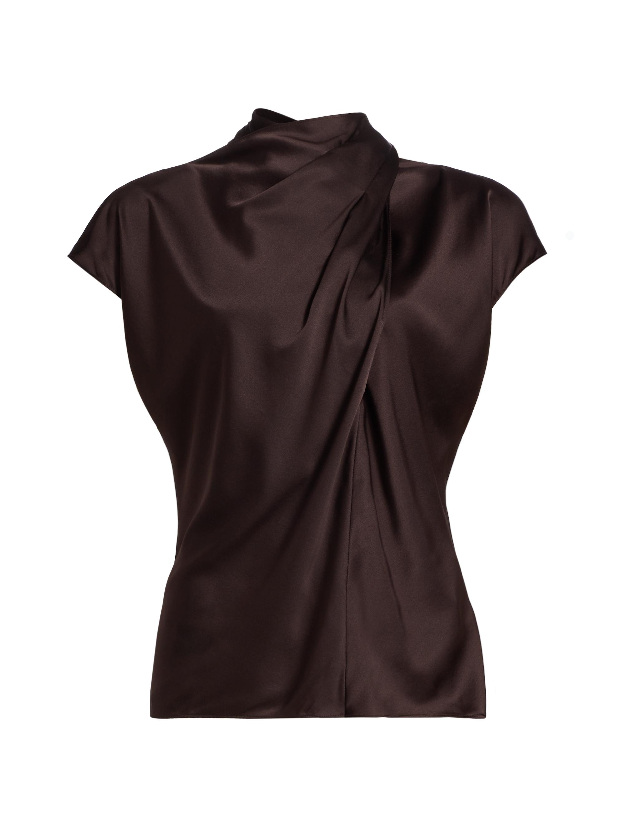 Veronica Beard Women's Leilany Silk-Blend Wrap Top - Dark Chocolate